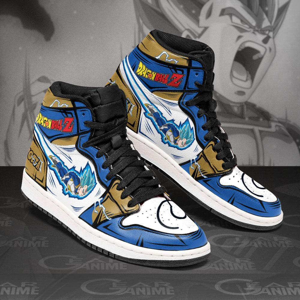 Vegeta Blue JD1s Sneakers Whis Symbol Dragon Ball Anime Shoes, Air Jordan Hightop