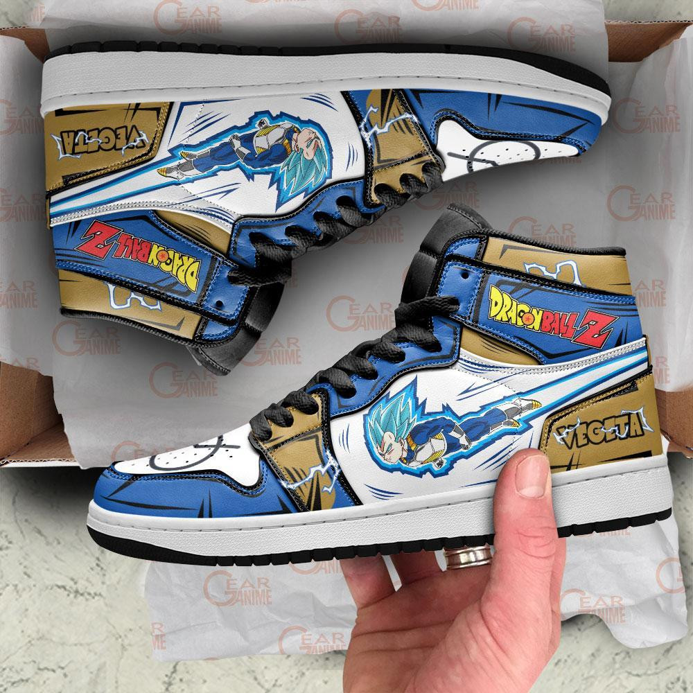 Vegeta Blue JD1s Sneakers Whis Symbol Dragon Ball Anime Shoes, Air Jordan Hightop