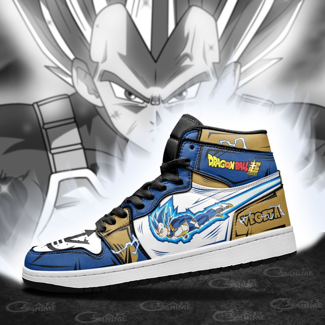 Vegeta Blue JD1s Sneakers Whis Symbol Dragon Ball Anime Shoes, Air Jordan Hightop