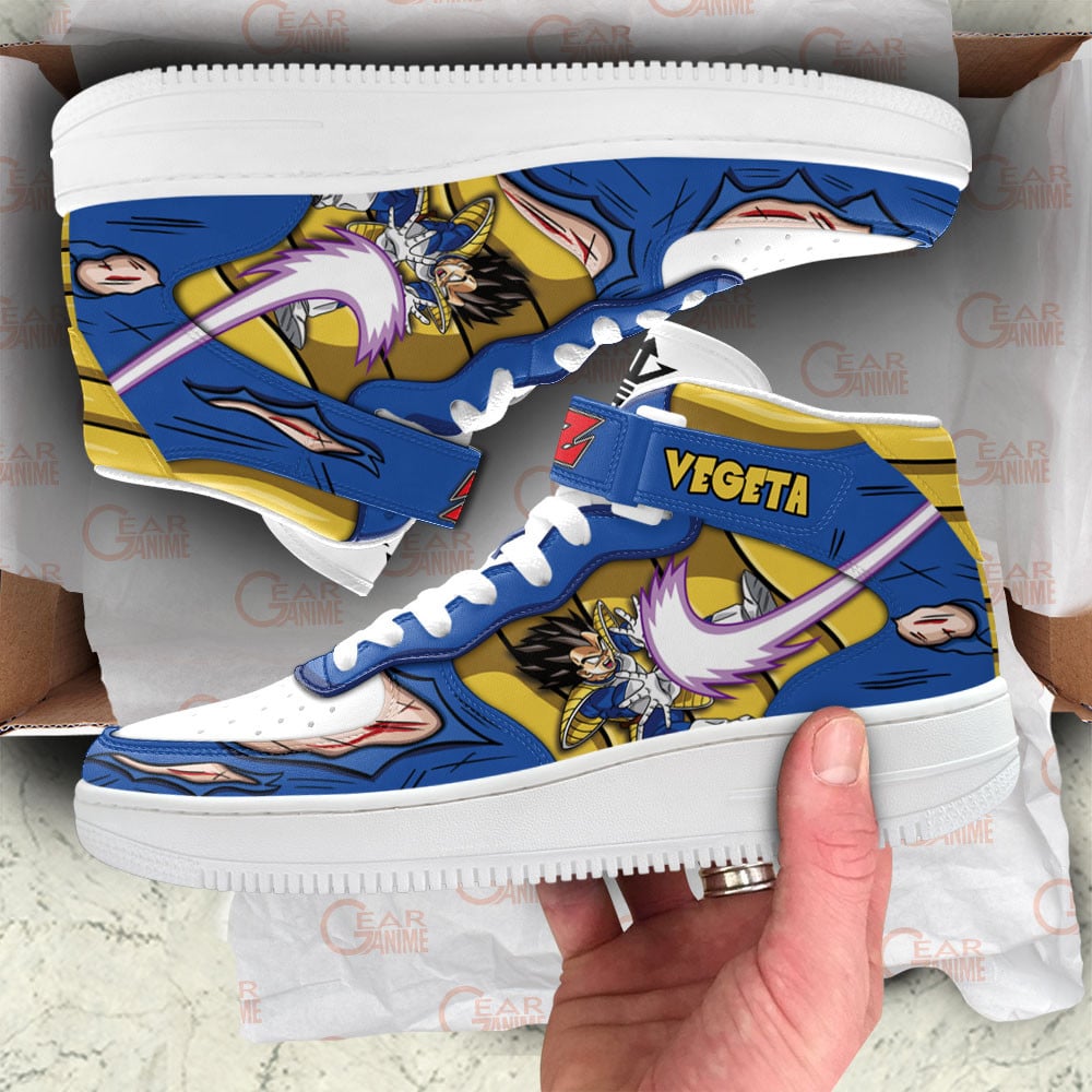 Vegeta Ki Blast Sneakers Air Mid Custom Dragon Ball Anime Shoes