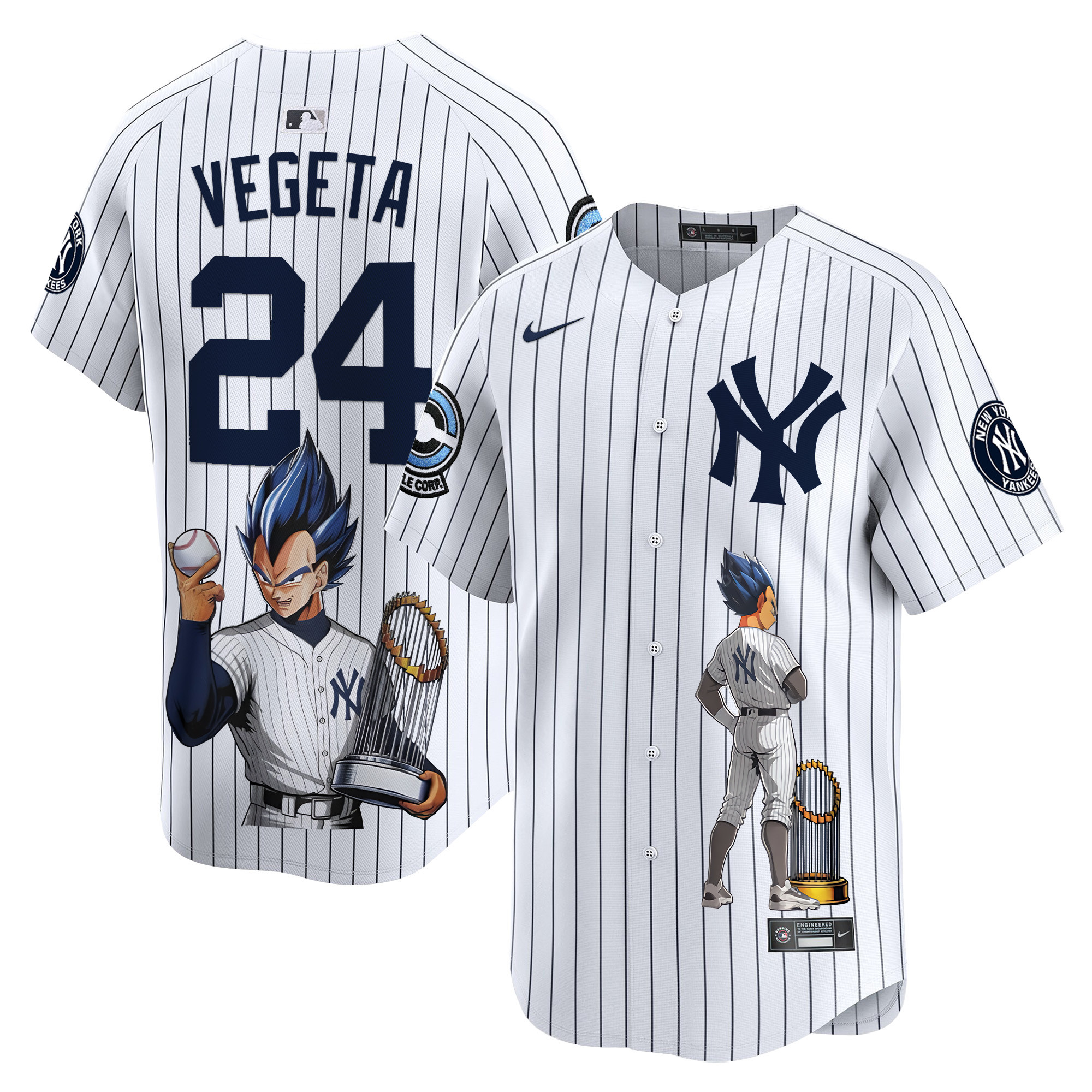 VegetaUnisex New York Yankees Vegeta Dragon Ball Vapor Premier Limited White Jersey - Printed