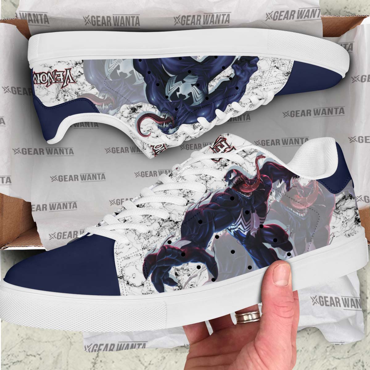 Venom Custom Skate Shoes Comic Style Sneakers