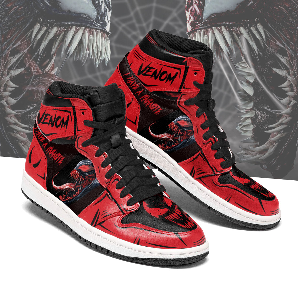 Venom I Have A Parasite Red And Black JD Sneakers Shoes, Air Jordan Hightop