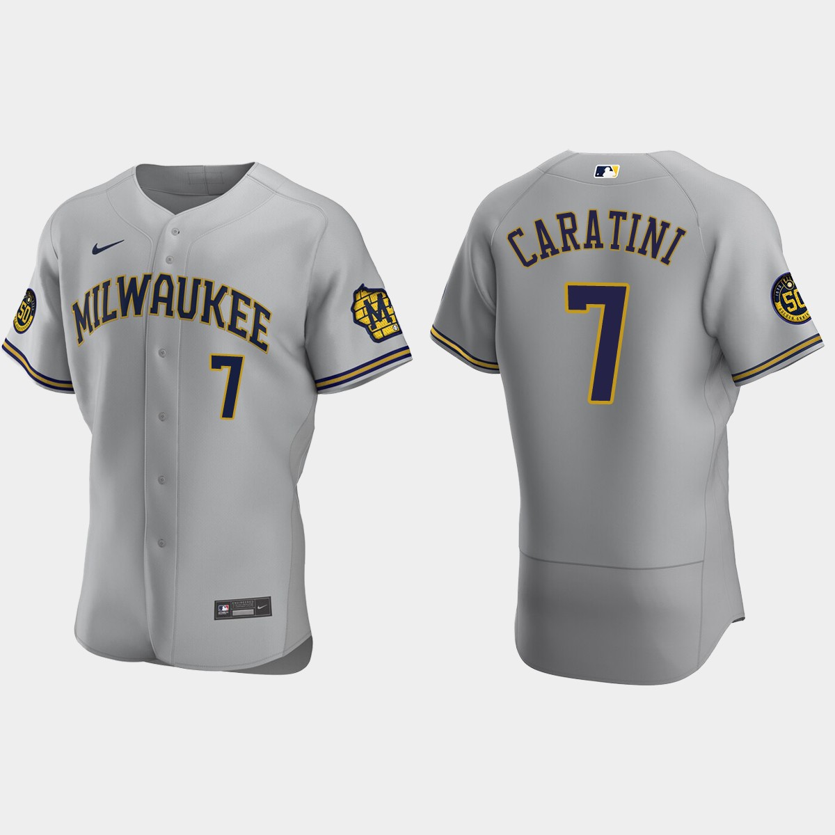 Victor Caratini Milwaukee Brewers Road Jersey - Gray