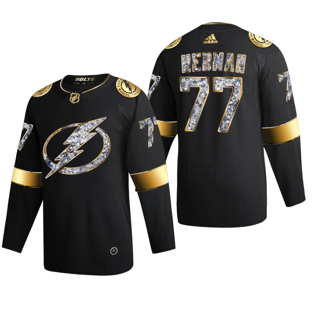 Victor Hedman #77 Tampa Bay Lightning 2022 Stanley Cup Playoffs Black Diamond Edition Jersey