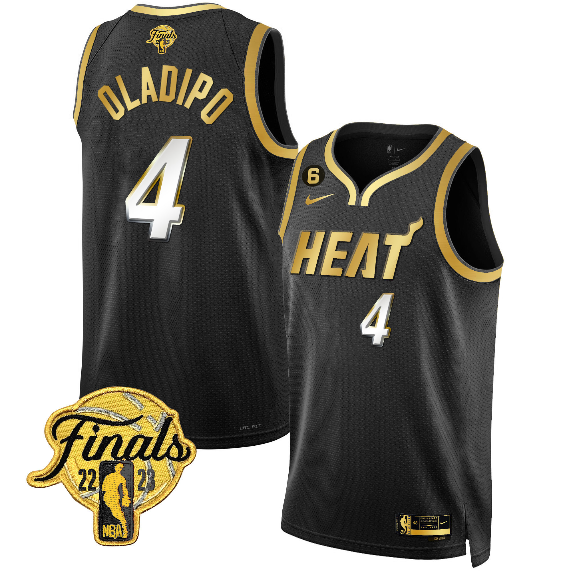 Victor Oladipo Men's Miami Heat 2023 Finals Patch Collection Black Limited Jersey - All Stitched