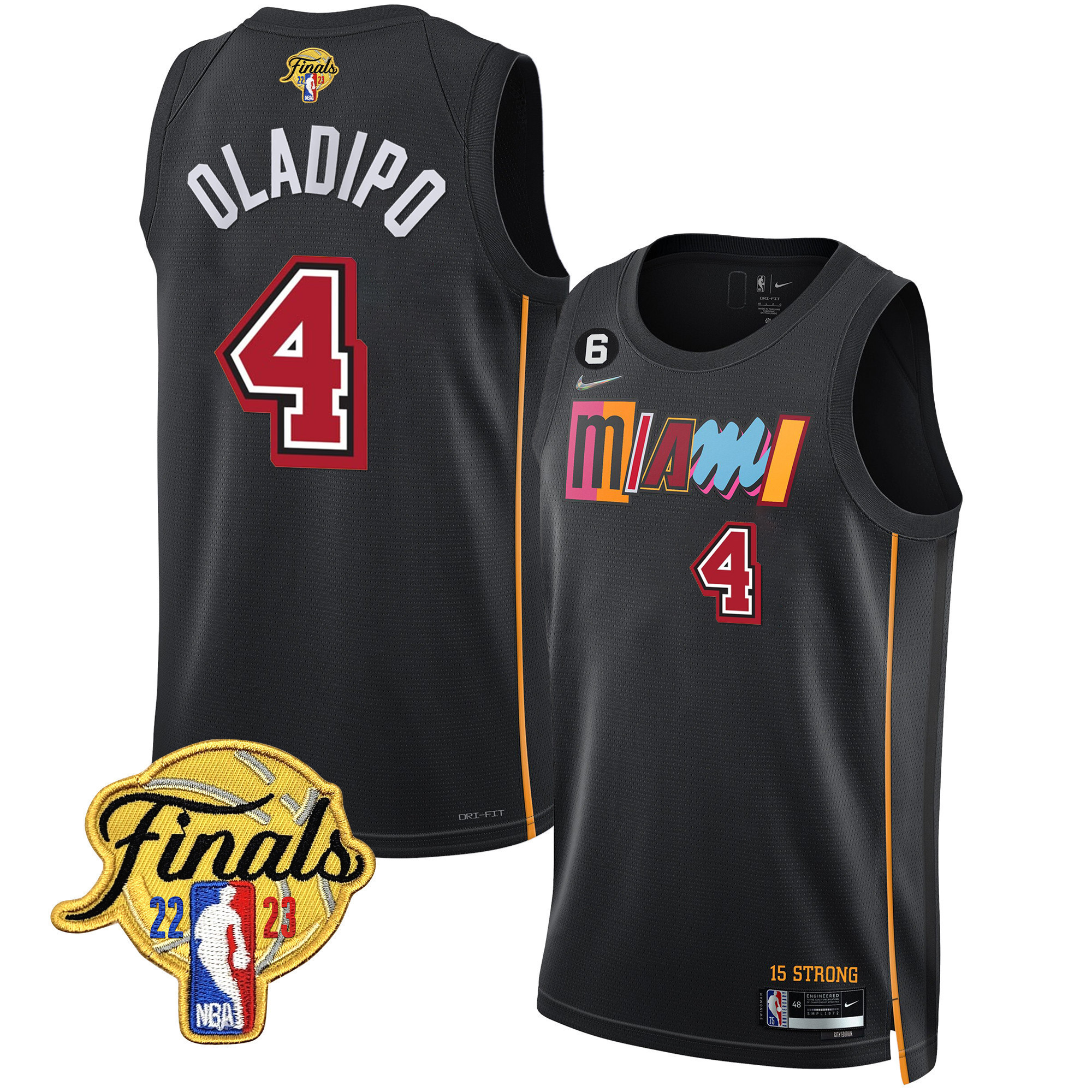Victor Oladipo Men's Miami Heat 2023 Finals Patch Collection City Black Jersey - All Stitched