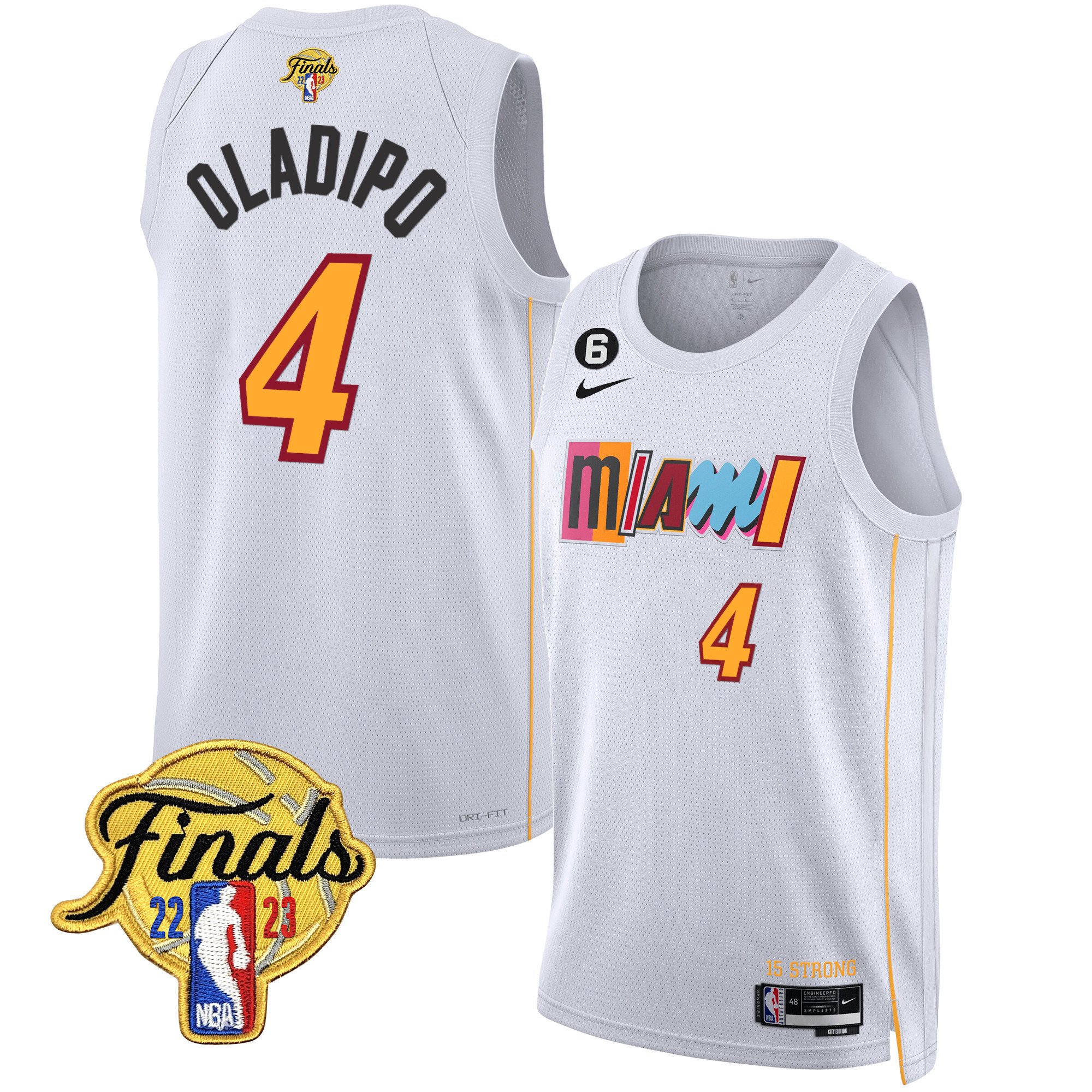 Victor Oladipo Men's Miami Heat 2023 Finals Patch Collection V2 City White Jersey - All Stitched