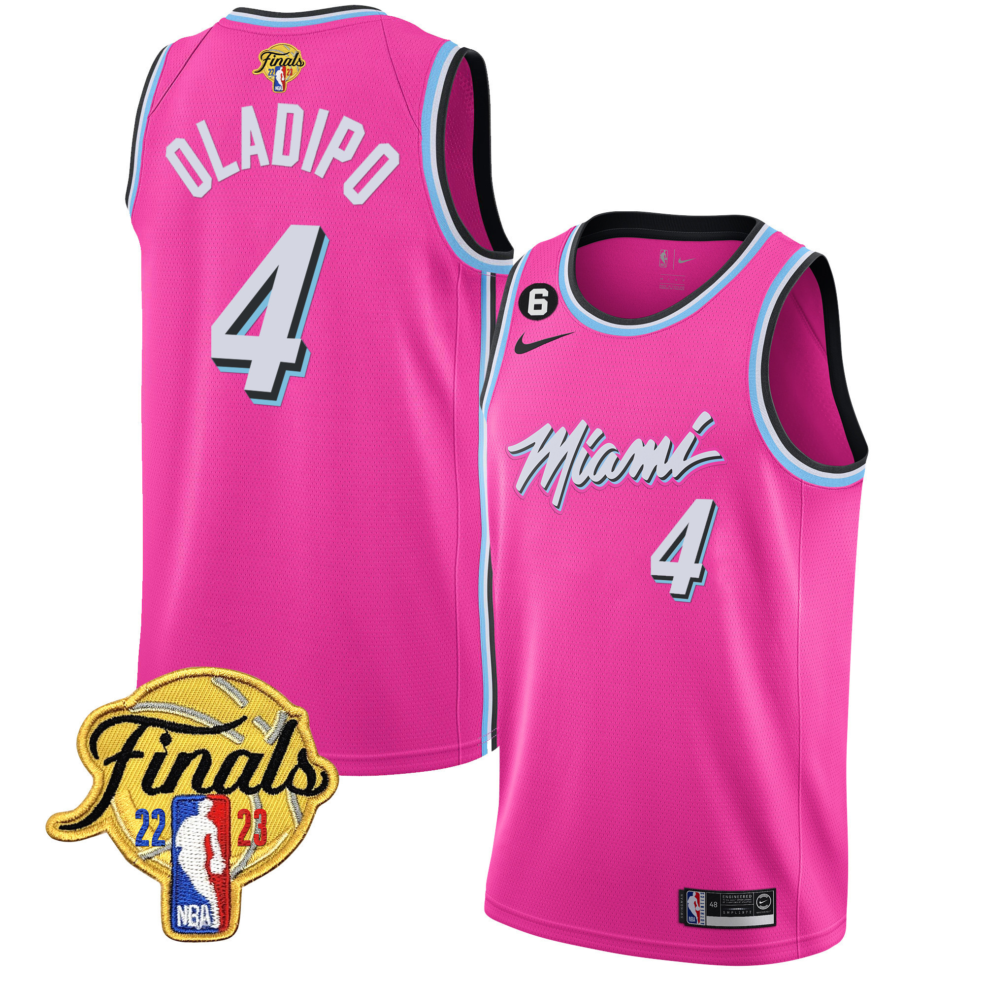 Victor Oladipo Men's Miami Heat 2023 Finals Patch Collection V5 Pink Jersey - All Stitched