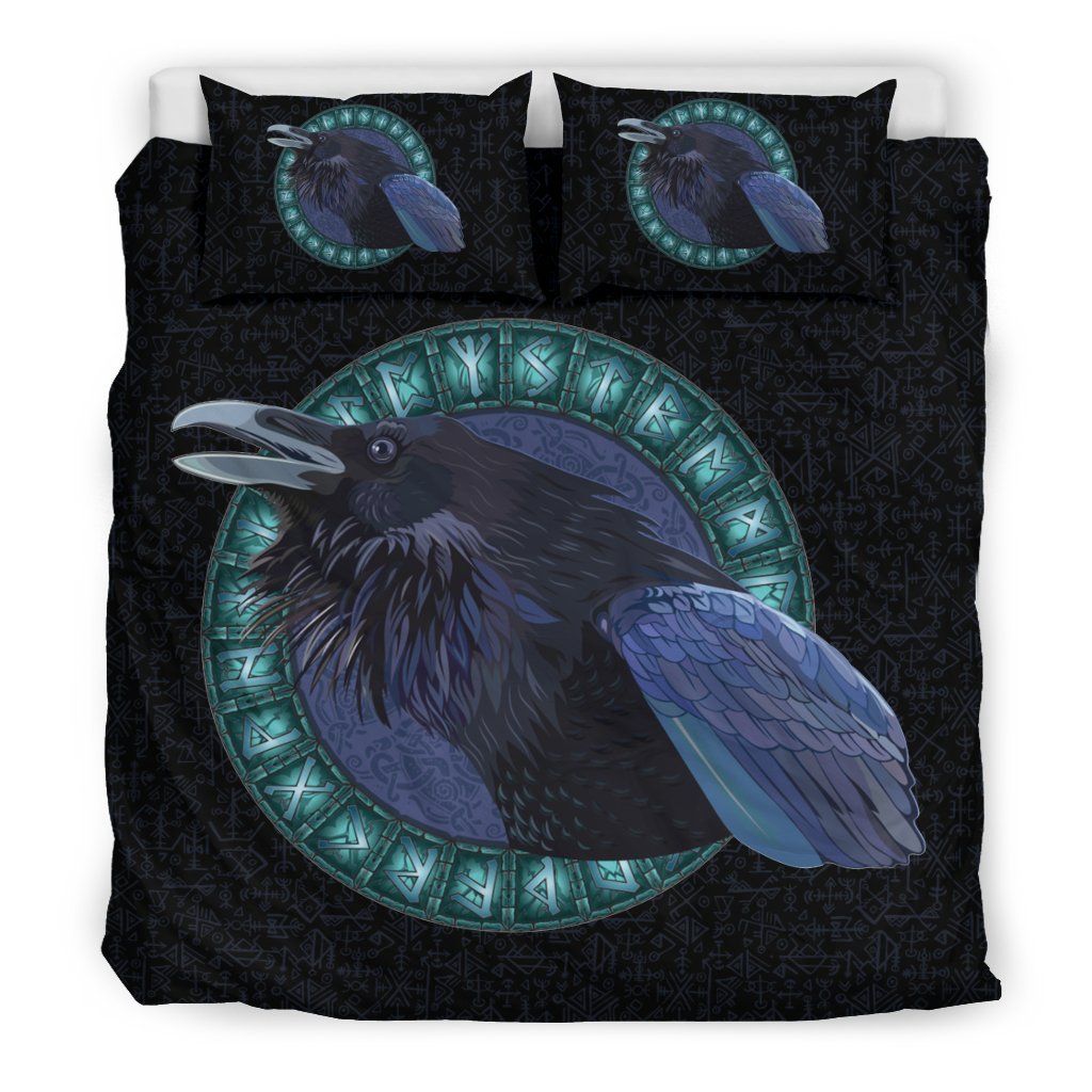 Viking Raven With Runes 3D Customized Duvet Cover Bedding Set