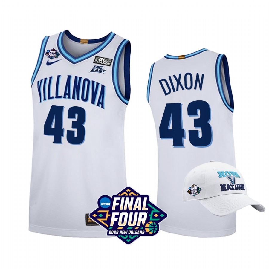Villanova Wildcats Eric Dixon Jersey 2022 March Madness Final Four White Uniform