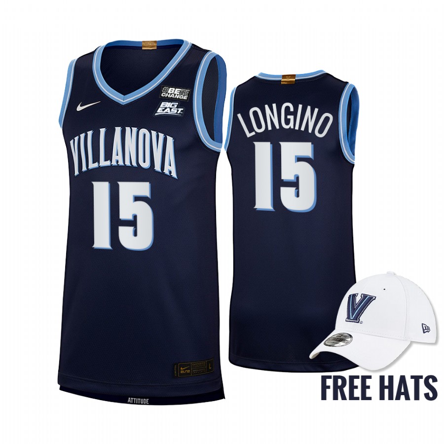 Villanova Wildcats Jordan Longino Jersey 2021-22 Elite Navy Road Uniform