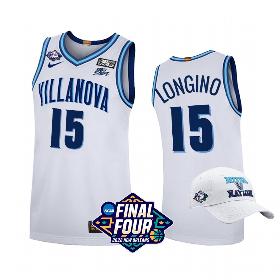 Villanova Wildcats Jordan Longino Jersey 2022 March Madness Final Four White Uniform