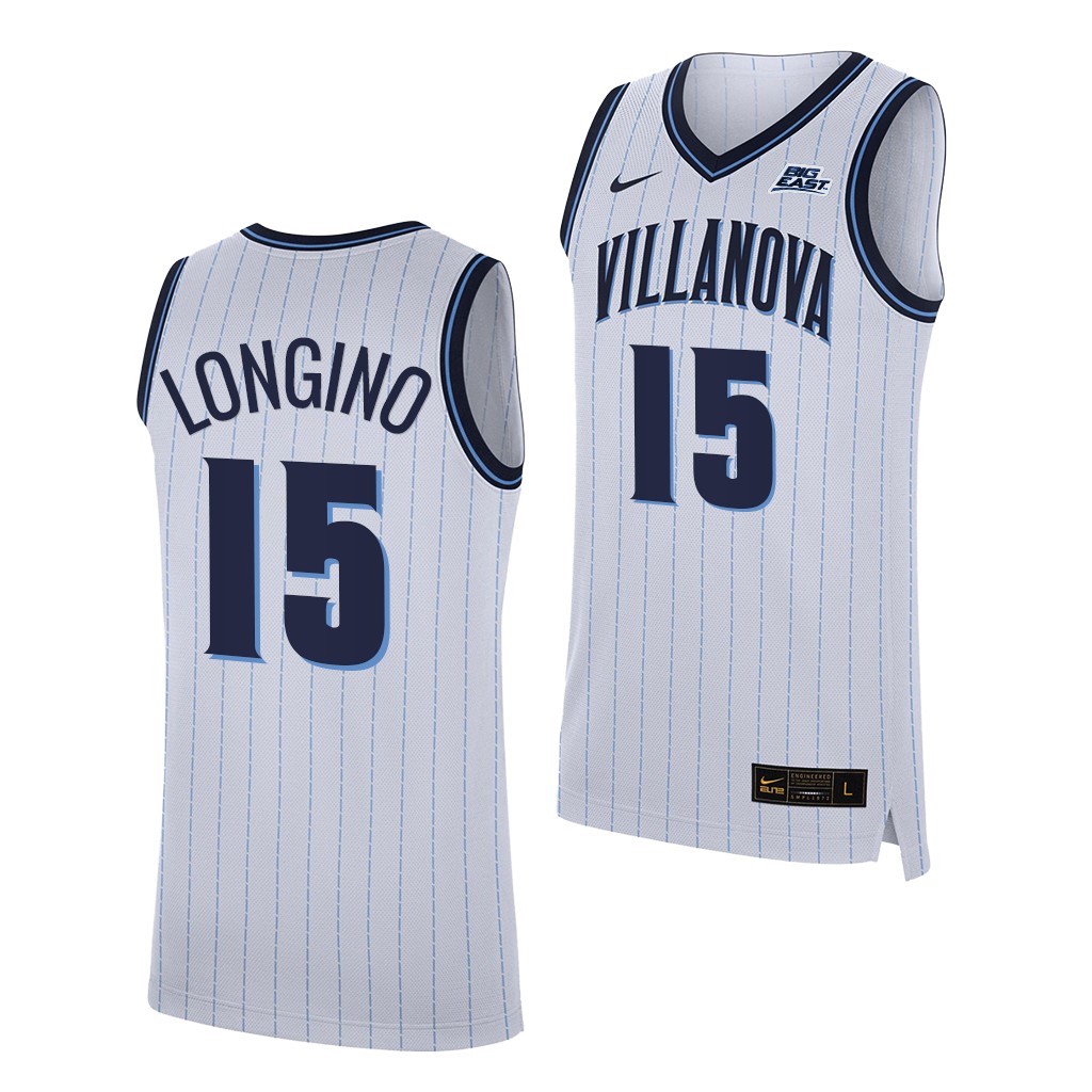 Villanova Wildcats Jordan Longino White 2021-22 College Home Jersey