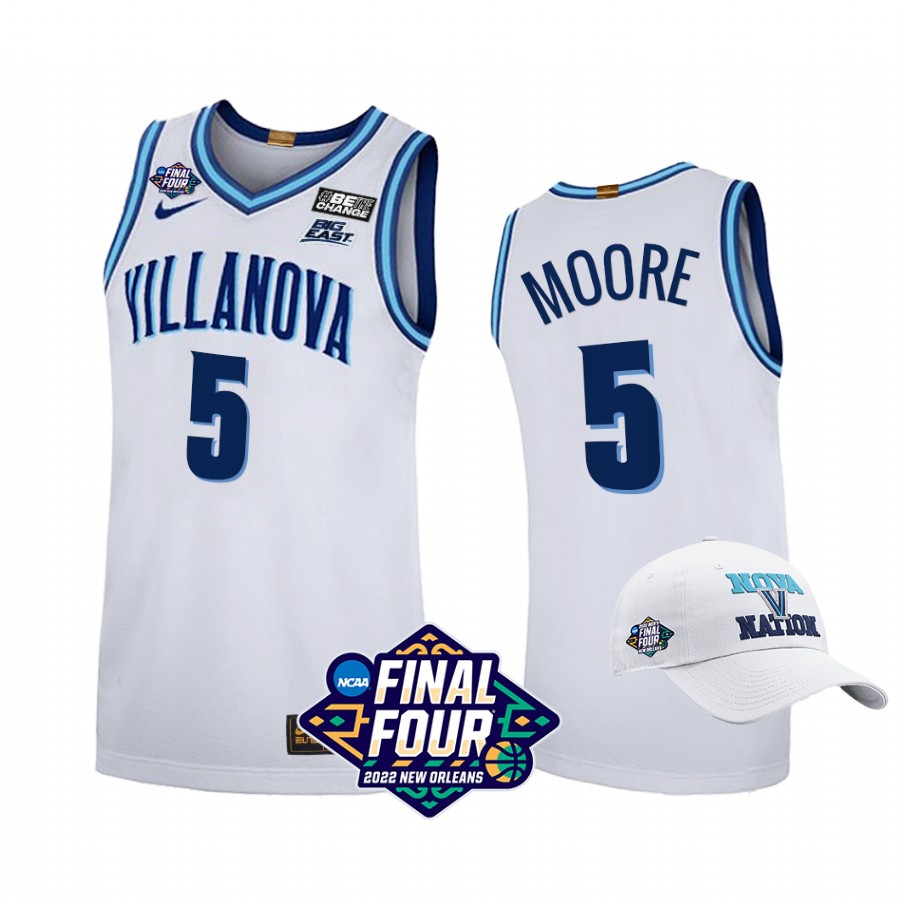 Villanova Wildcats Justin Moore Jersey 2022 March Madness Final Four White Uniform