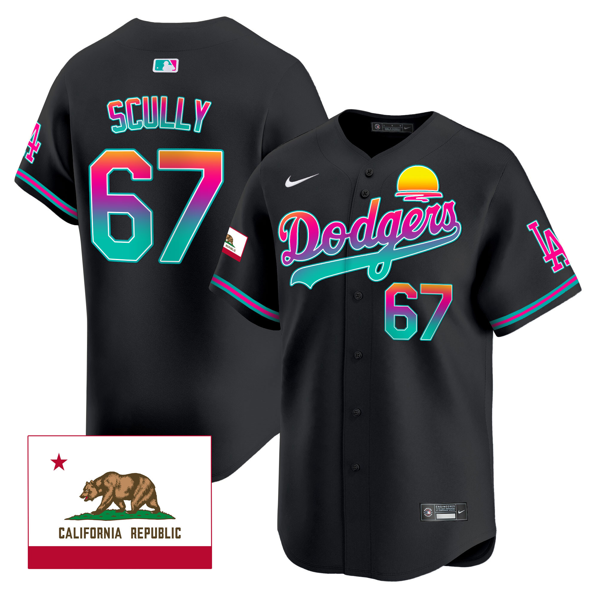 Vin Scully Men's Los Angeles Dodgers 2024 Los Angeles City Style Vapor Premier Limited Black Jersey - All Stitched