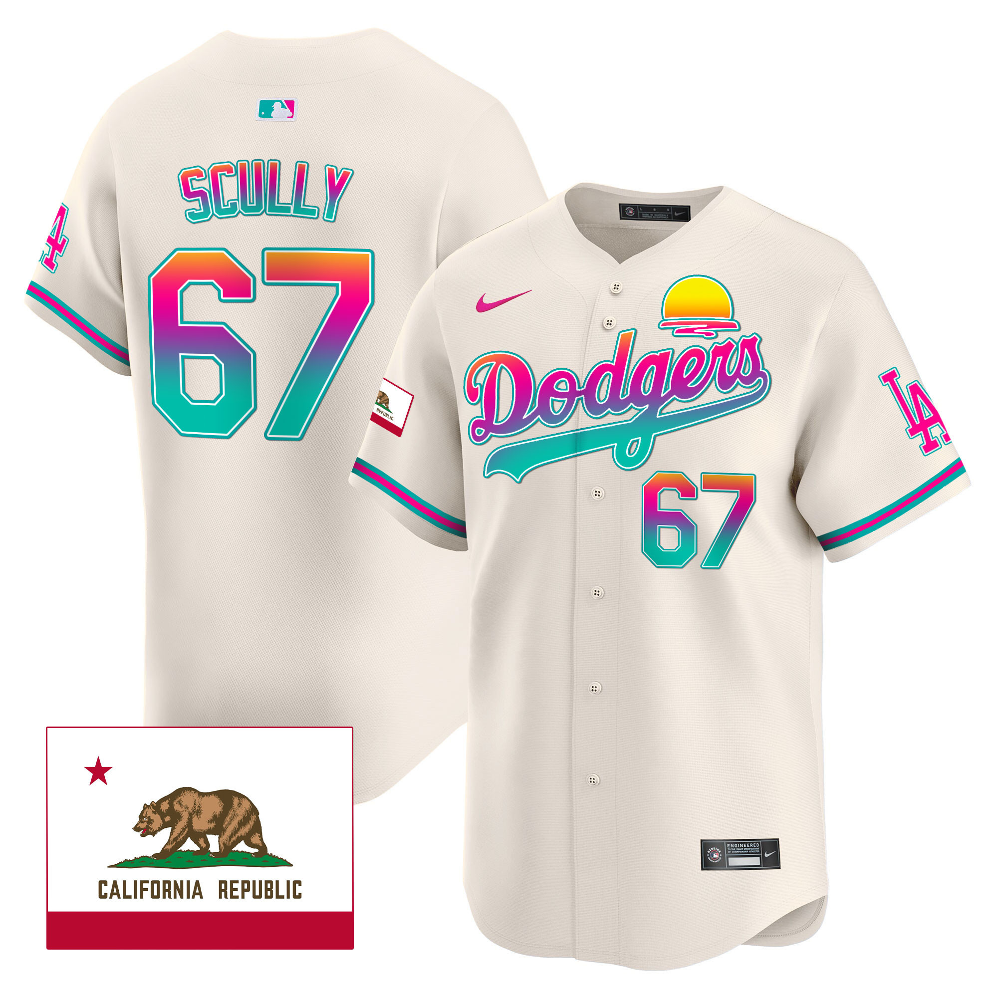 Vin Scully Men's Los Angeles Dodgers 2024 Los Angeles City Style Vapor Premier Limited Cream Jersey - All Stitched