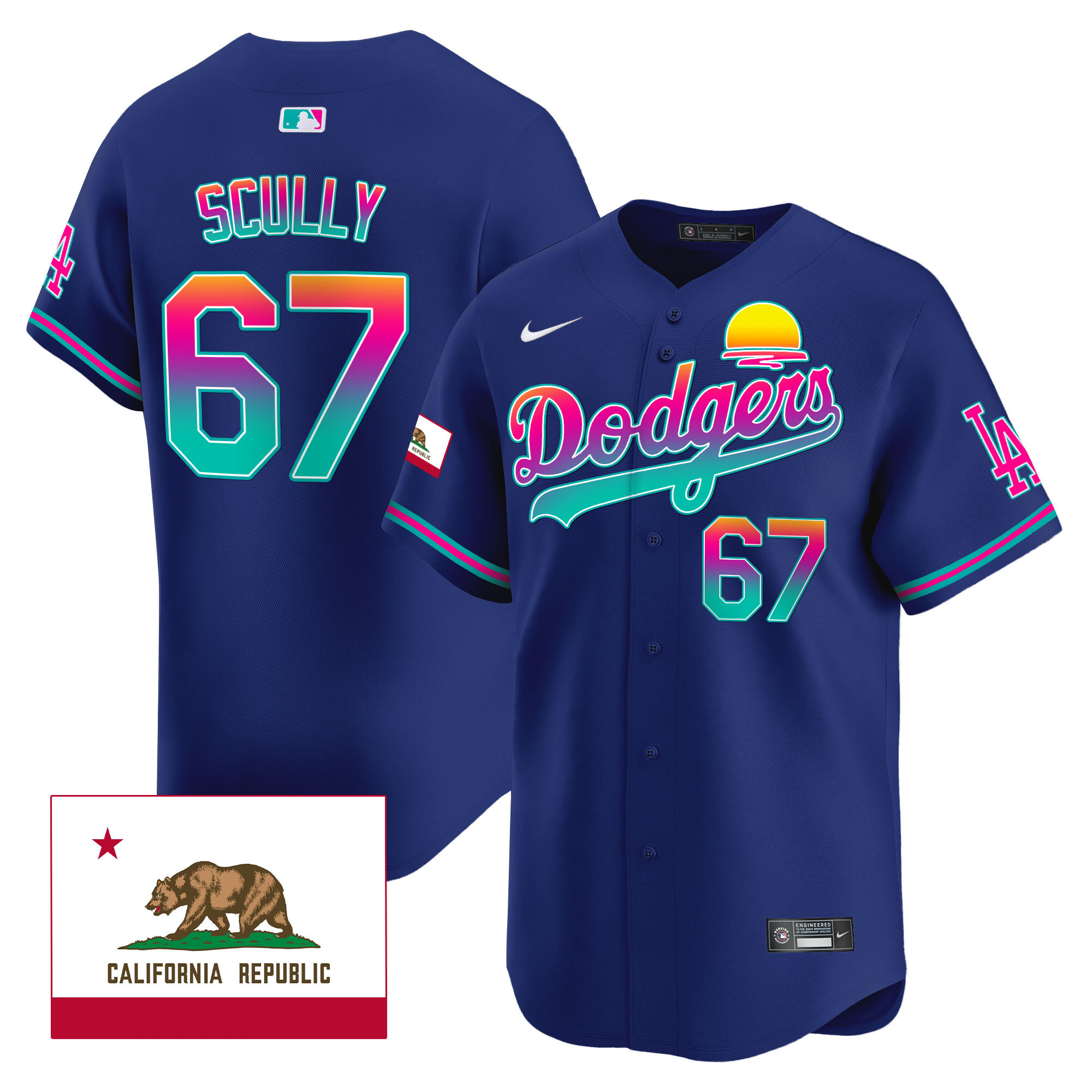 Vin Scully Men's Los Angeles Dodgers 2024 Los Angeles City Style Vapor Premier Limited Royal Jersey - All Stitched