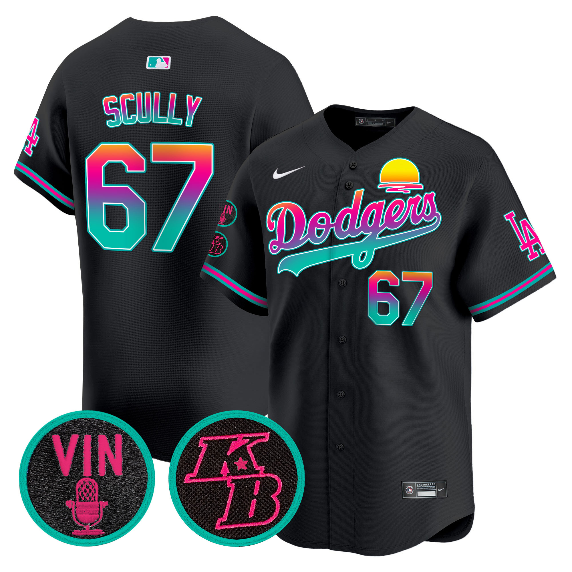 Vin Scully Men's Los Angeles Dodgers 2024 Los Angeles City Style Vapor Premier Limited V2 Black Jersey - All Stitched