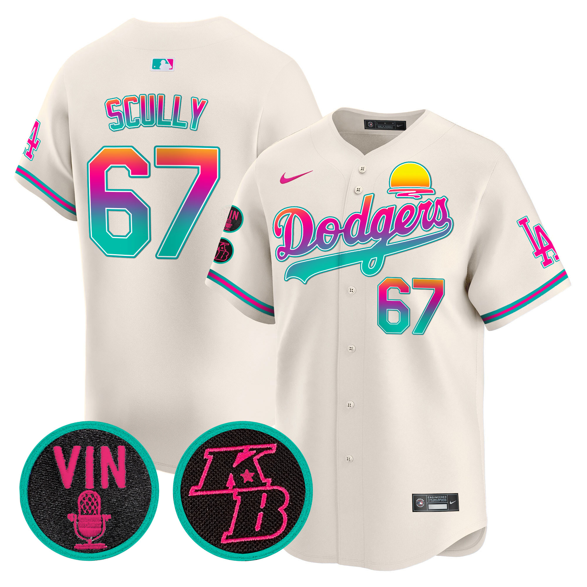 Vin Scully Men's Los Angeles Dodgers 2024 Los Angeles City Style Vapor Premier Limited V2 Cream Jersey - All Stitched