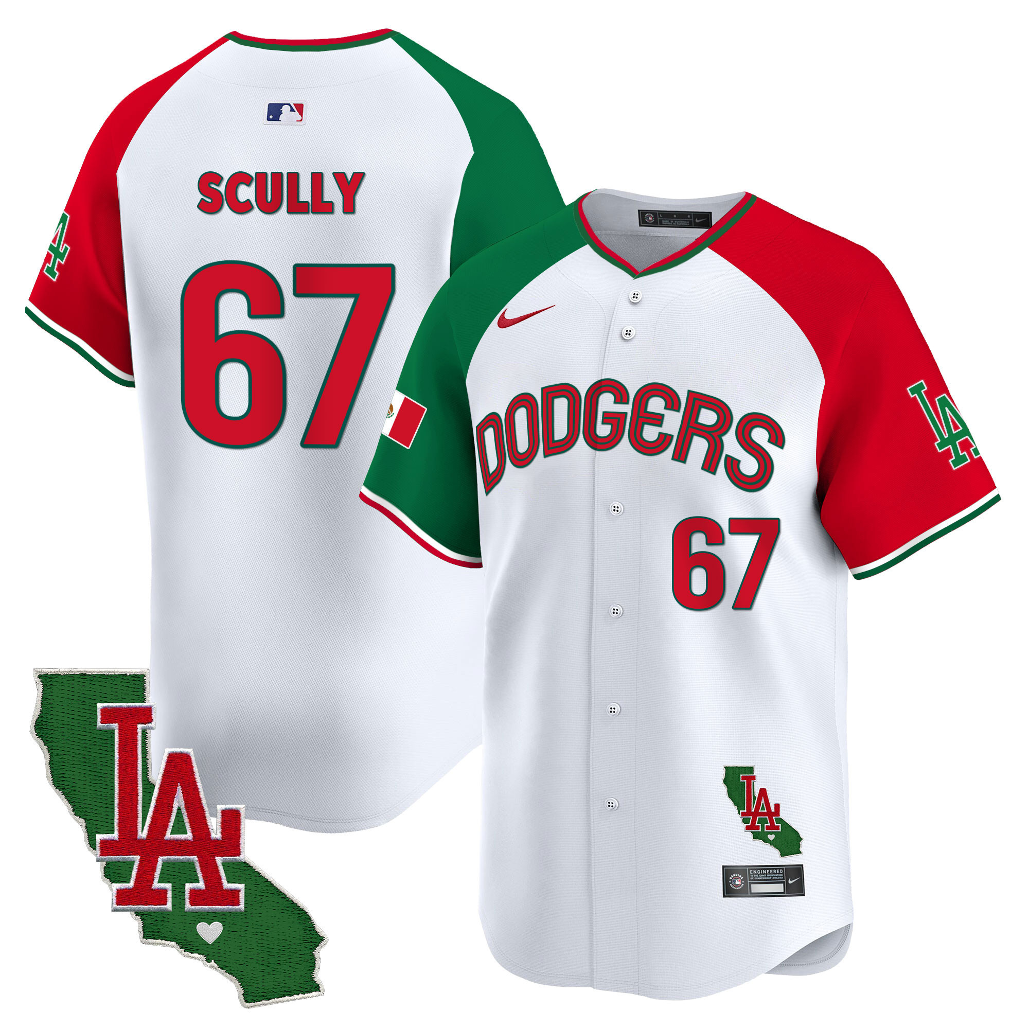 Vin Scully Men's Los Angeles Dodgers Mexico California Patch Vapor Premier Limited V3 Alternate Jersey - All Stitched