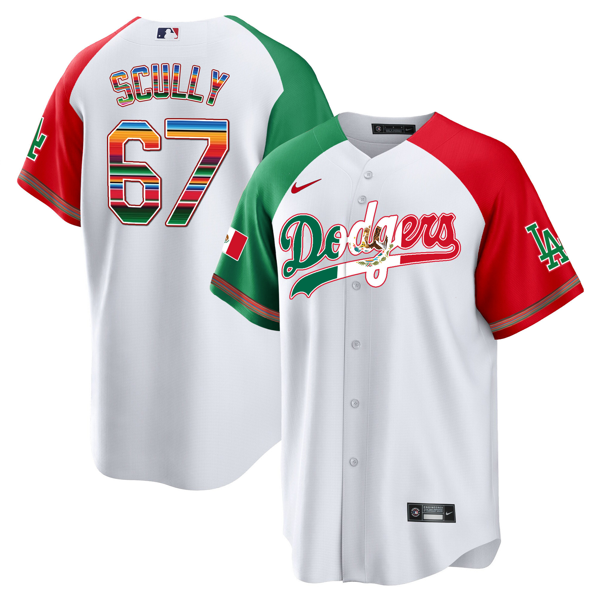Vin Scully Men's Los Angeles Dodgers Mexico Cool Base Limited V4 Alternate Jersey - All Stitched