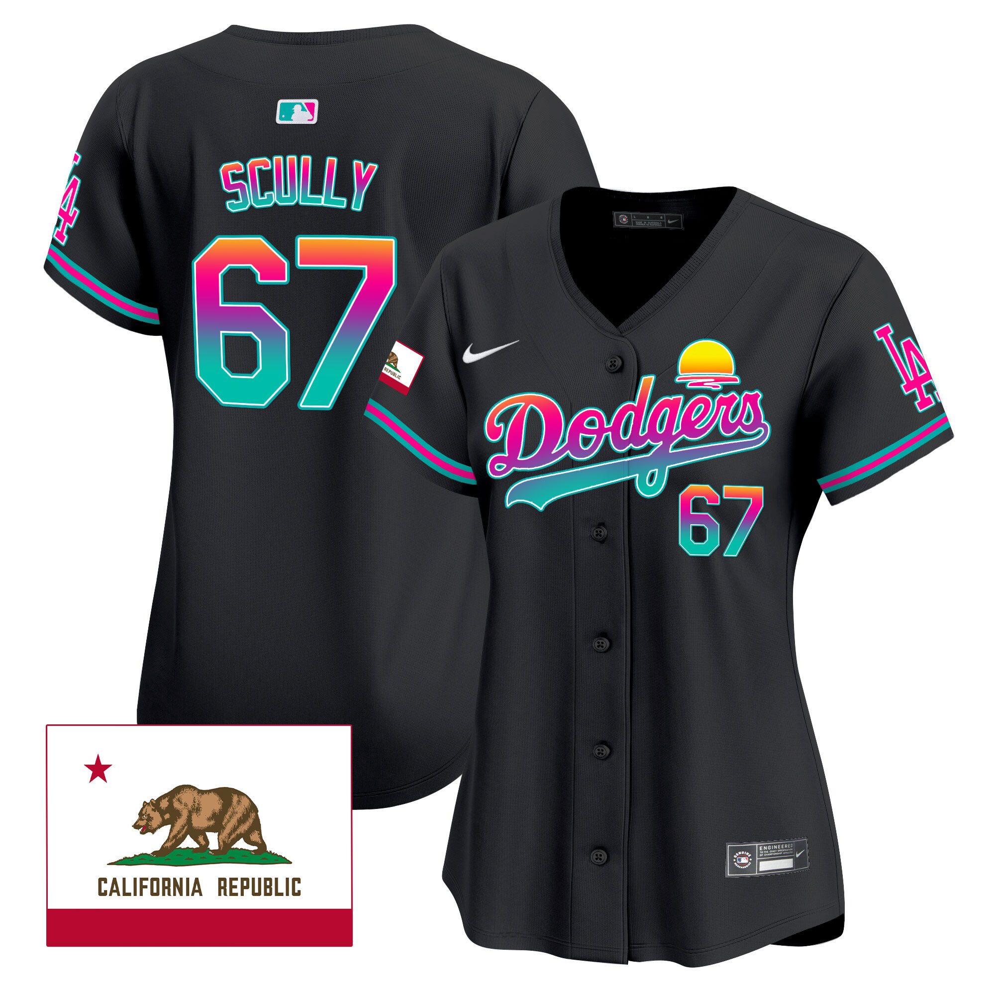 Vin Scully Women's Los Angeles Dodgers 2024 Los Angeles City Style Vapor Premier Limited Black Jersey - All Stitched
