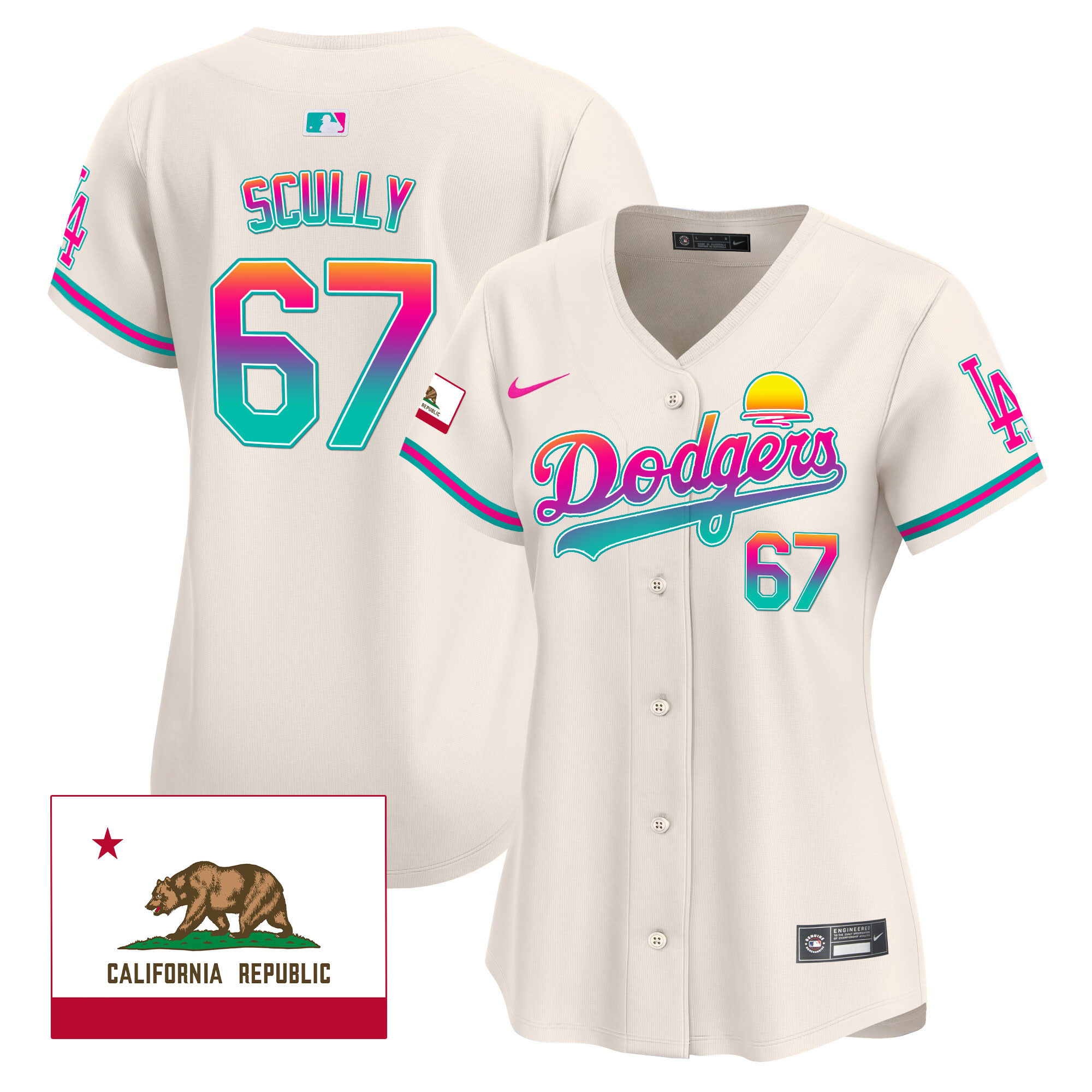 Vin Scully Women's Los Angeles Dodgers 2024 Los Angeles City Style Vapor Premier Limited Cream Jersey - All Stitched