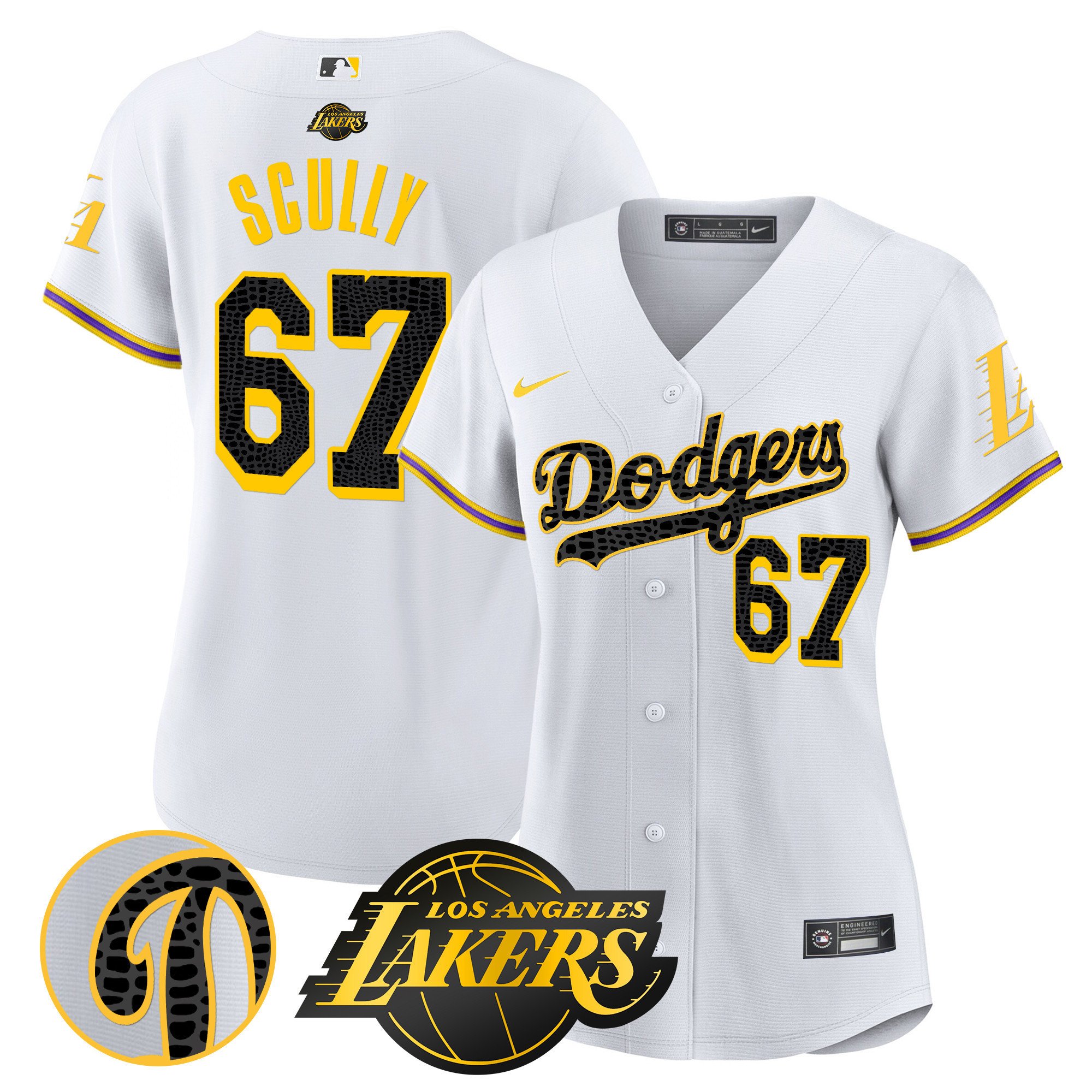 Vin Scully Women's Los Angeles Dodgers Cool Base Mamba White Jersey - All Stitched