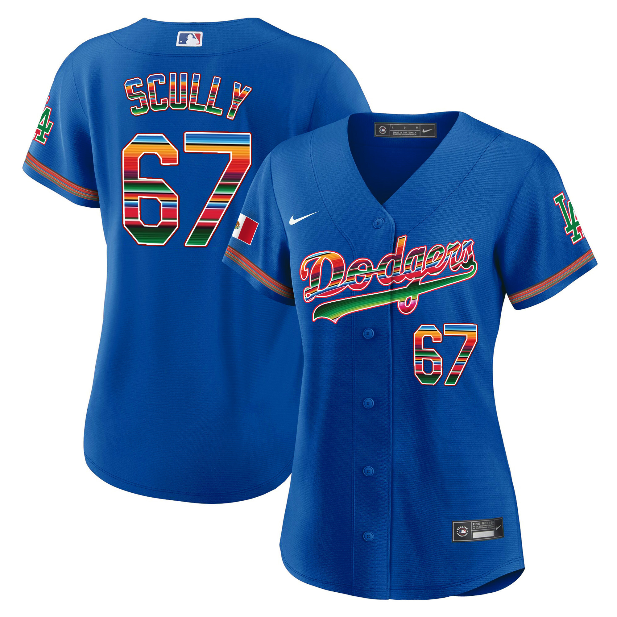 Vin Scully Women's Los Angeles Dodgers Mexico Baseball Limited Royal Jersey - All Stitched