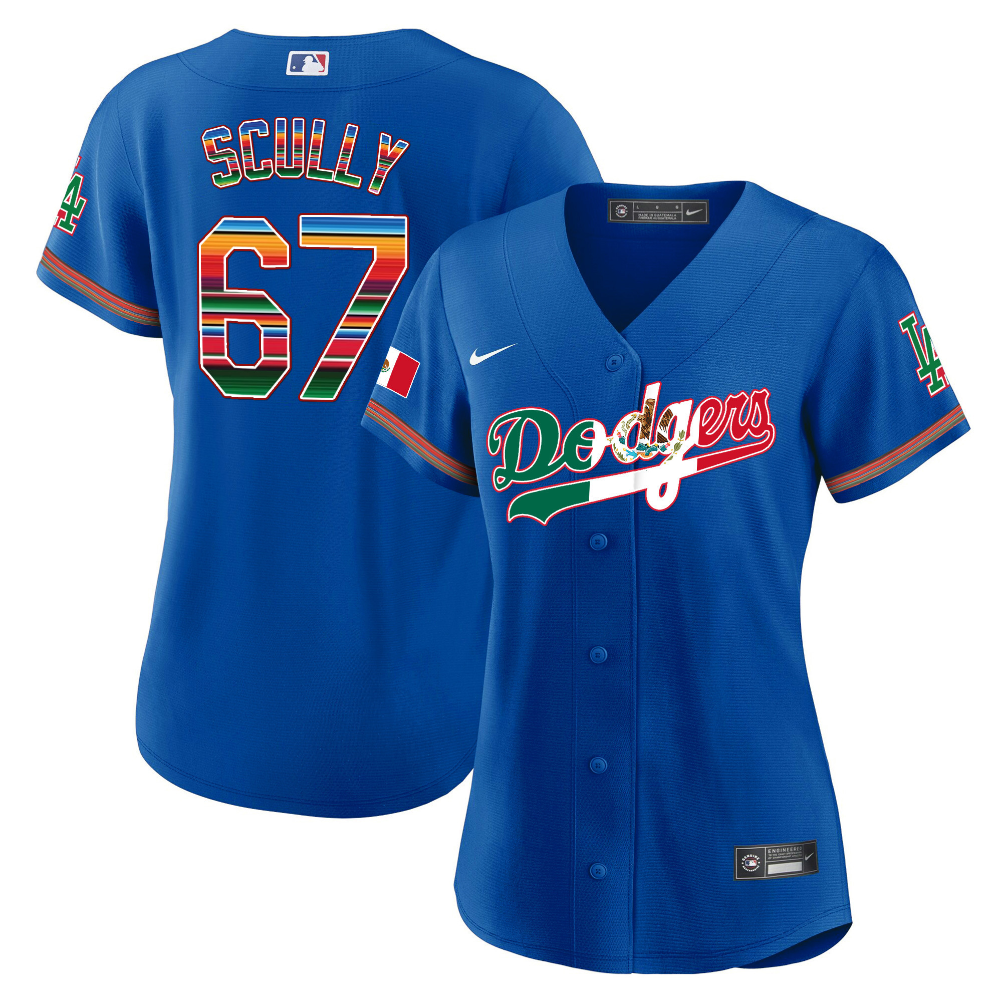 Vin Scully Women's Los Angeles Dodgers Mexico Baseball Limited V4 Royal Jersey - All Stitched