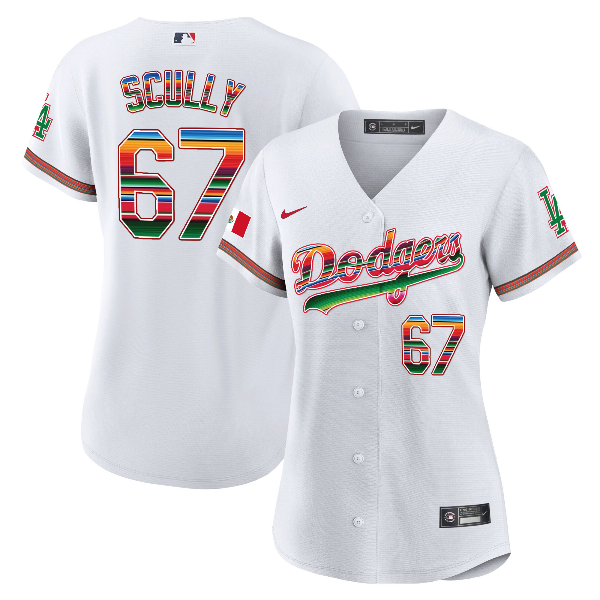 Vin Scully Women's Los Angeles Dodgers Mexico Baseball Limited White Jersey - All Stitched