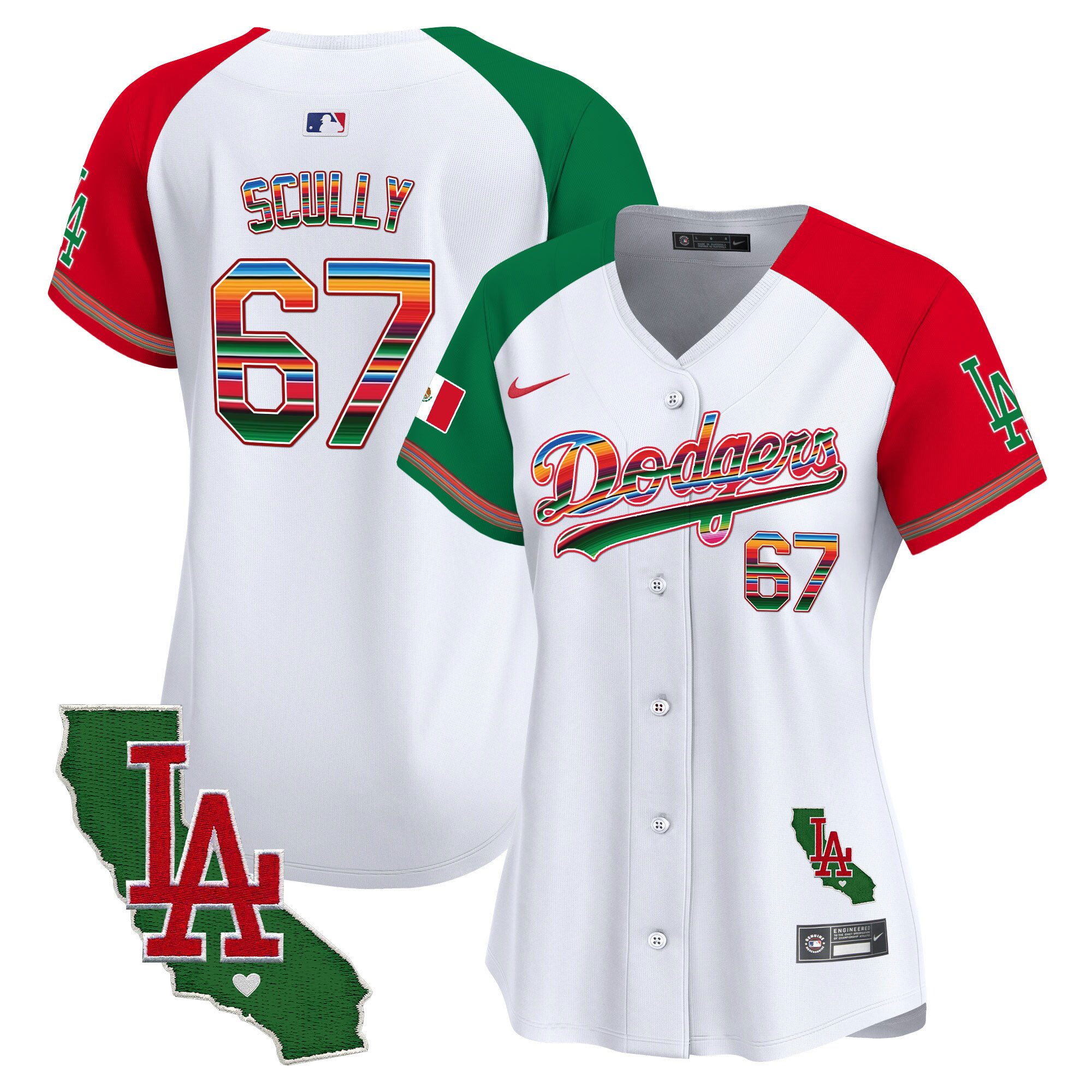Vin Scully Women's Los Angeles Dodgers Mexico California Patch Vapor Premier Limited V2 Alternate Jersey - All Stitched