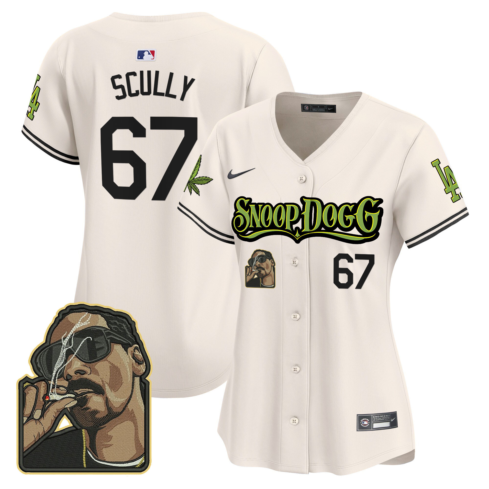 Vin Scully Women's Los Angeles Dodgers Snoop Dogg Vapor Premier Limited Cream Jersey - All Stitched
