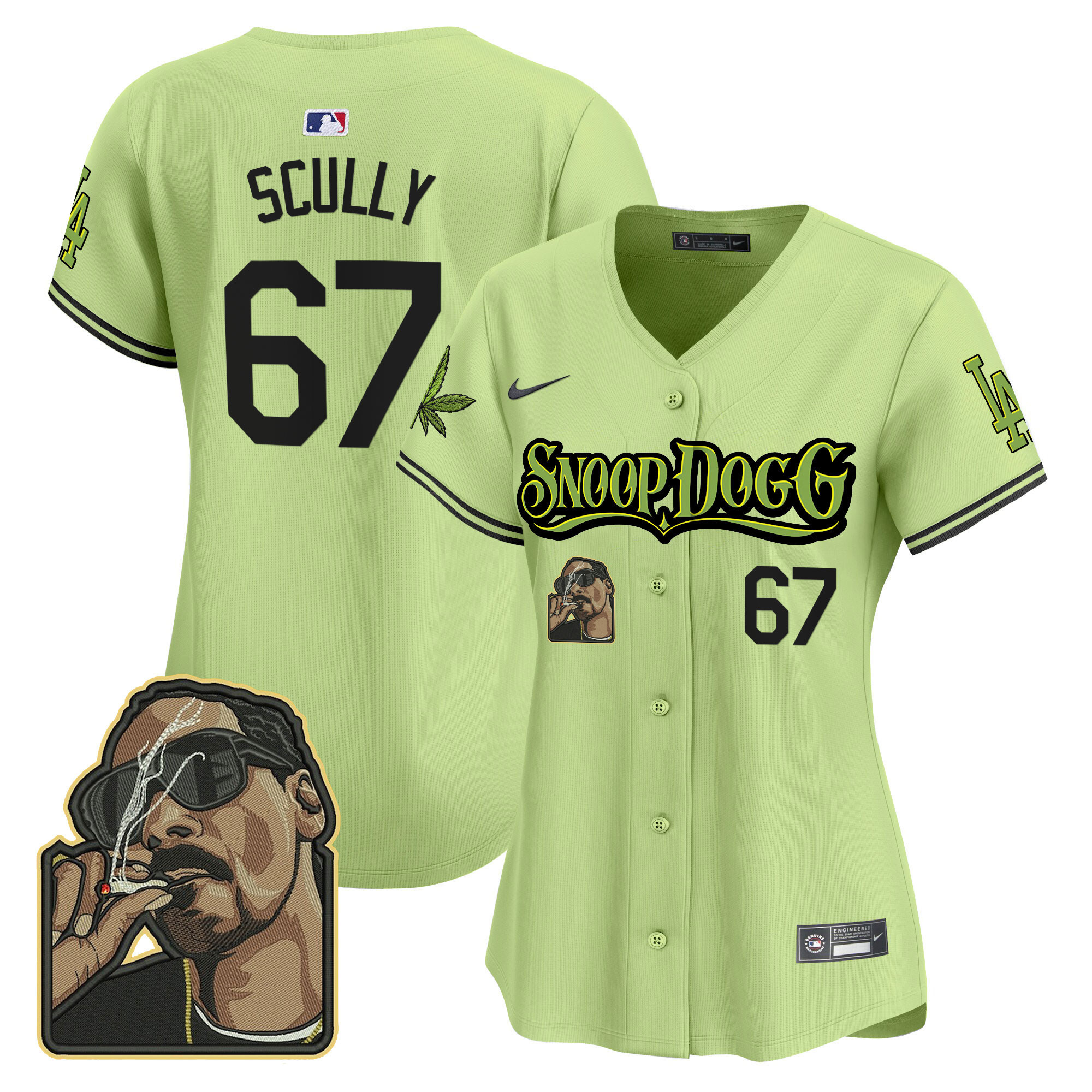 Vin Scully Women's Los Angeles Dodgers Snoop Dogg Vapor Premier Limited Light Green Jersey - All Stitched