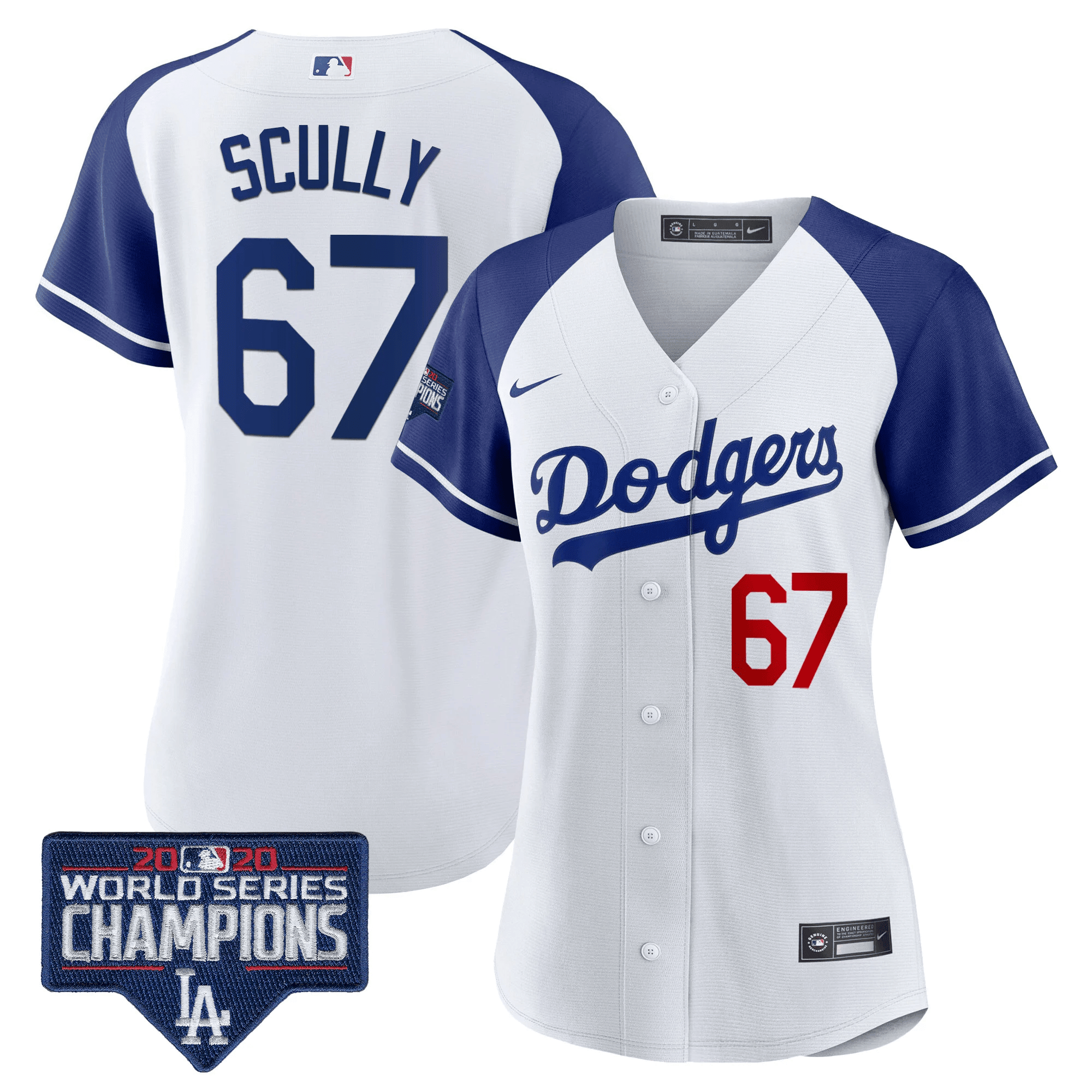 Vin Scully Women's Los Angeles Dodgers World Series Champions Patch Alternate White Jersey - All Stitched