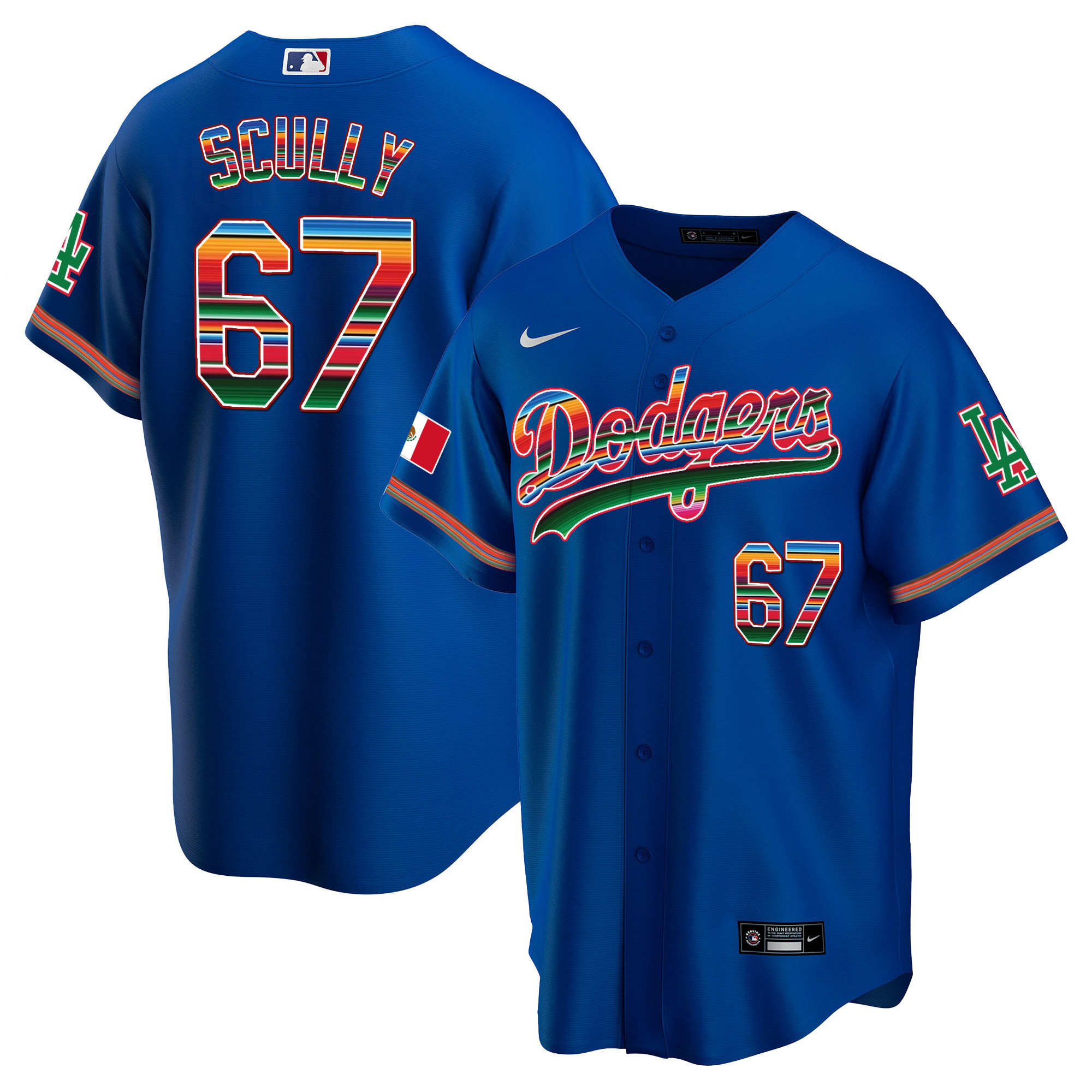Vin Scully Youth's Los Angeles Dodgers Mexico Cool Base Limited Royal Jersey - All Stitched