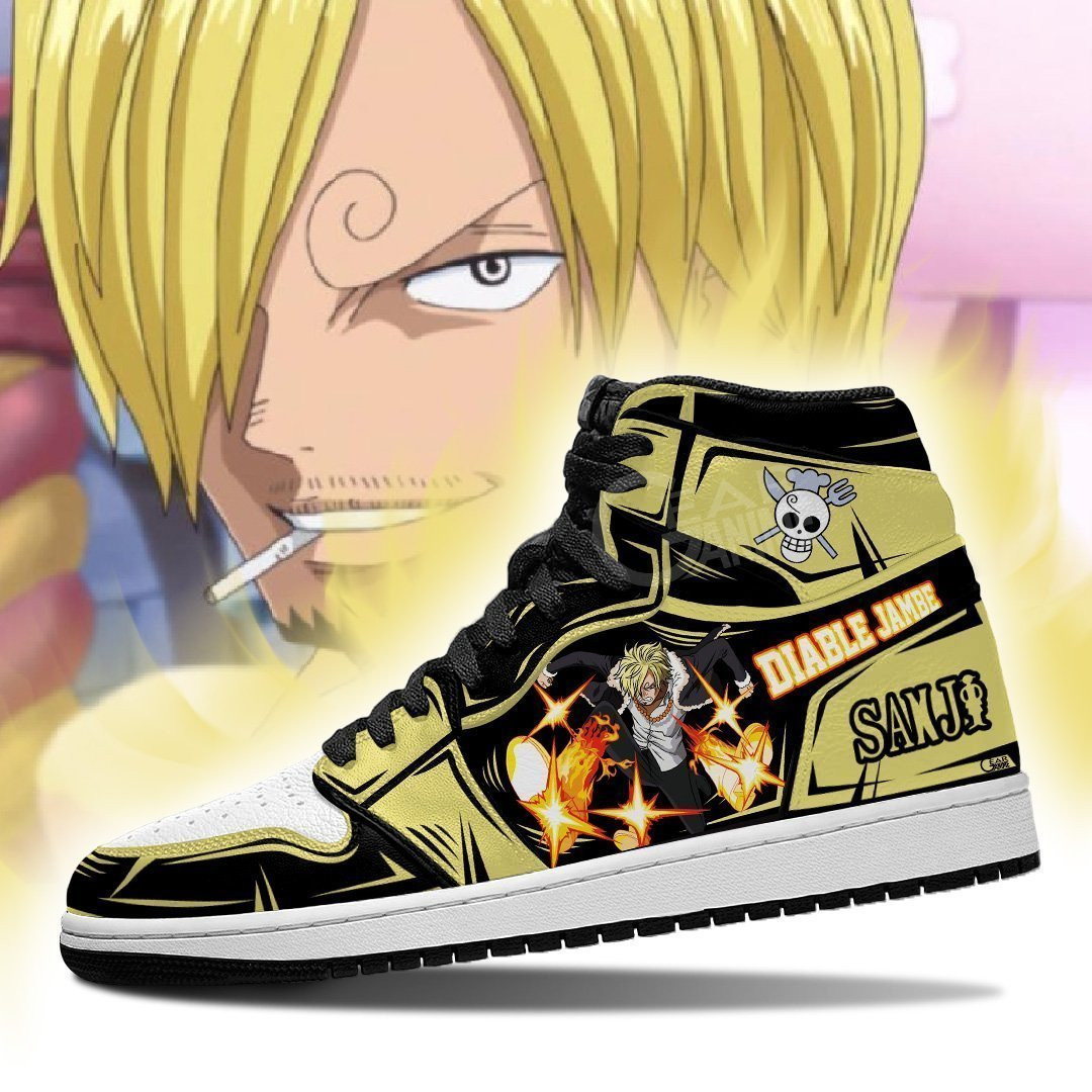 Vinsmoke Sanji JD1s Sneakers Diable Jambe Anime One Piece Shoes, Air Jordan Hightop