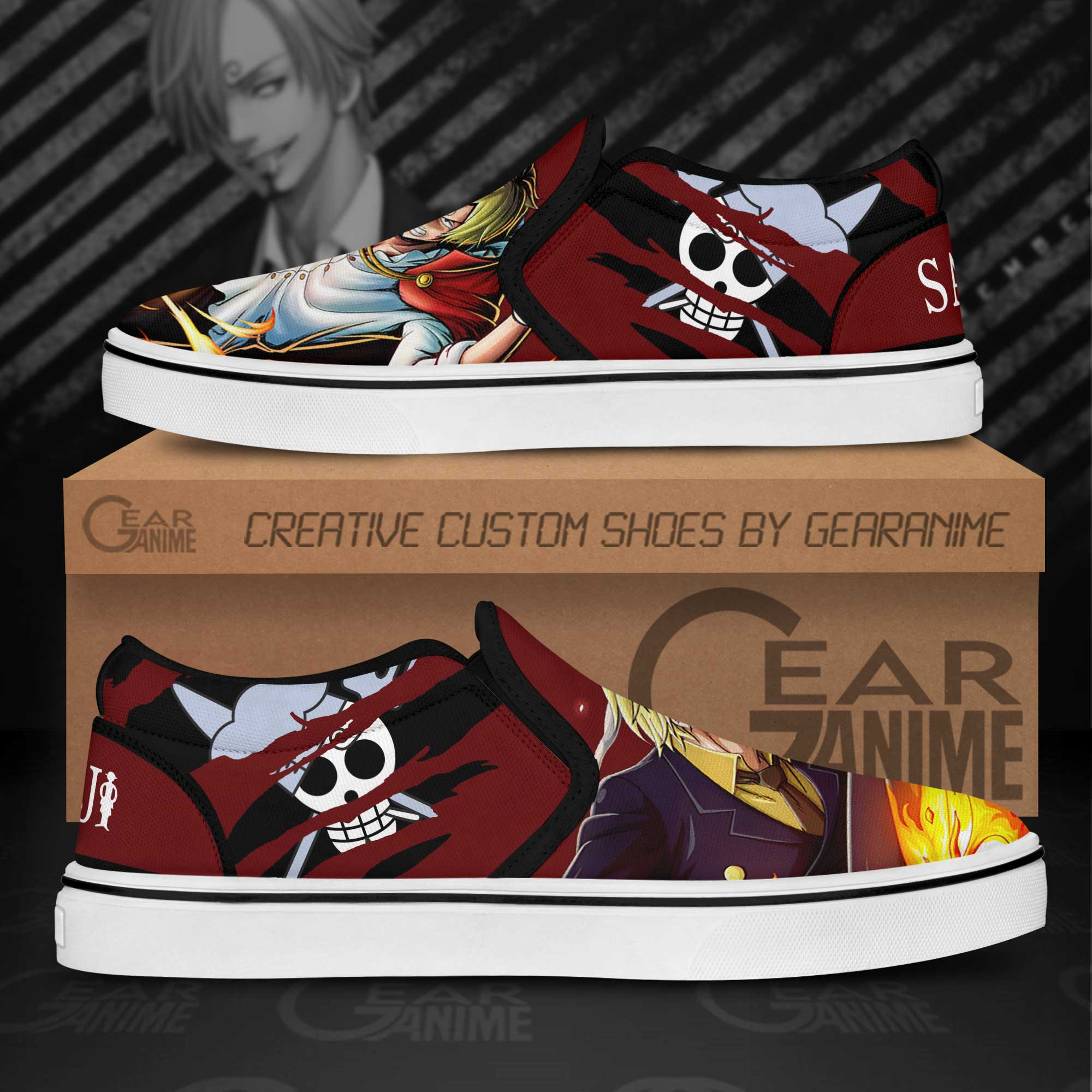 Vinsmoke Sanji Slip-On Shoes Canvas One Piece Custom Anime Shoes