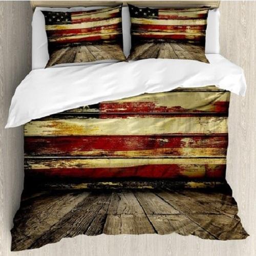 Vintage American Flag Duvet Cover Bedding Set