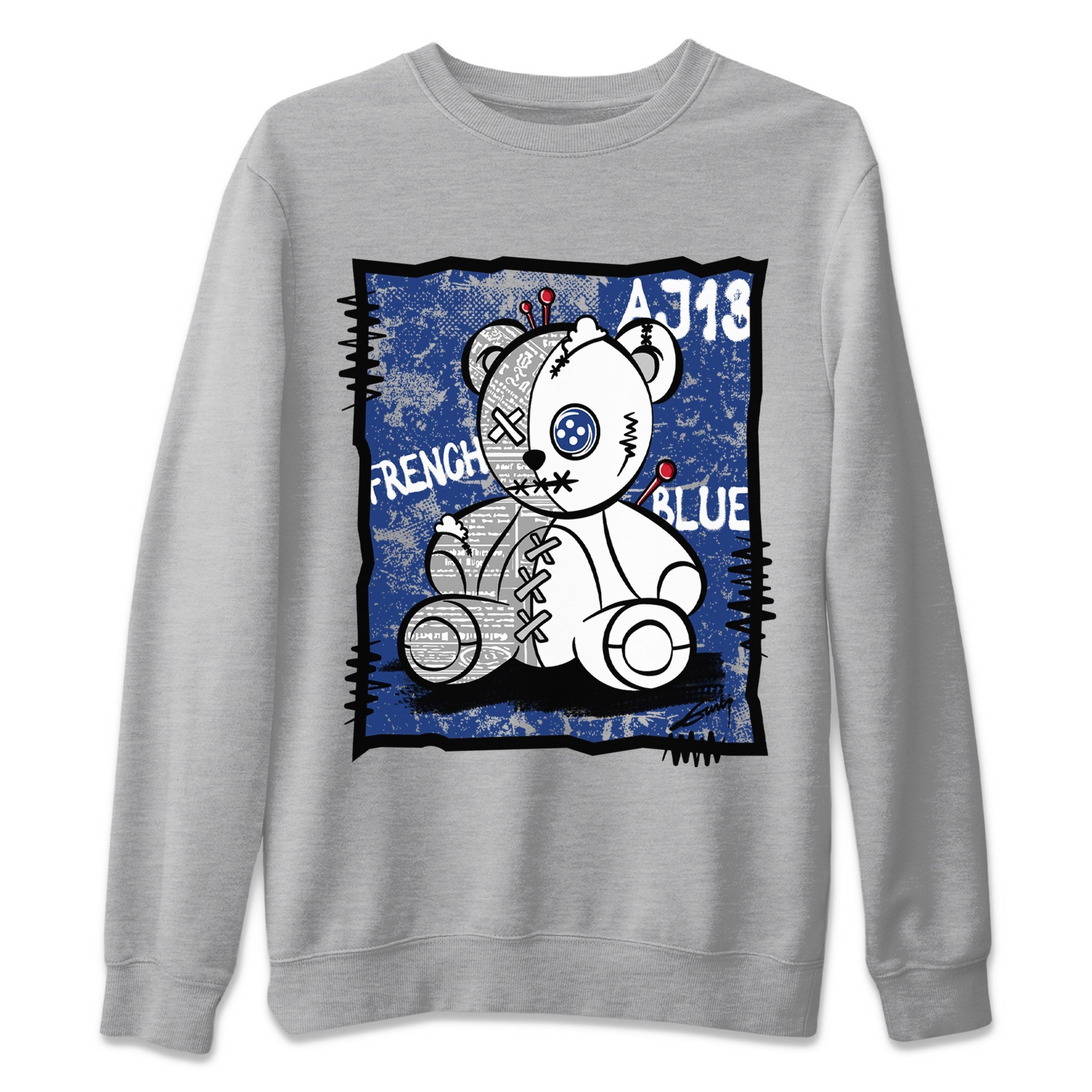 Vintage Bear Unisex Sweater – Air Jordan 13 French Blue, Sneakers Matching Sweater