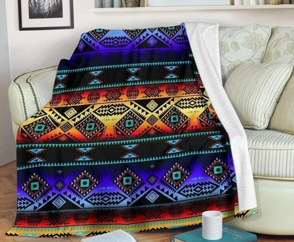 Vintage California Coast Sunset Patchwork Fleece Blanket