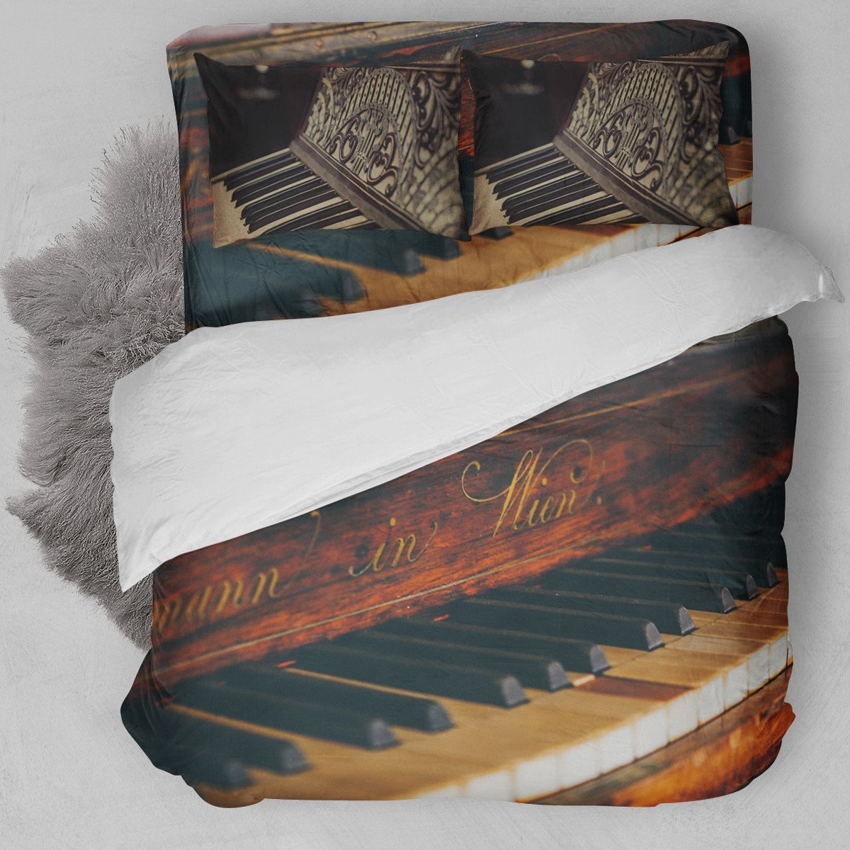 Vintage Piano Duvet Cover Bedding Set