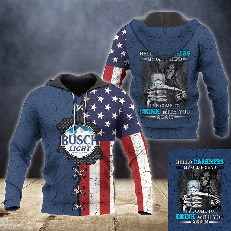 Vintage Skull Busch Light Hoodie