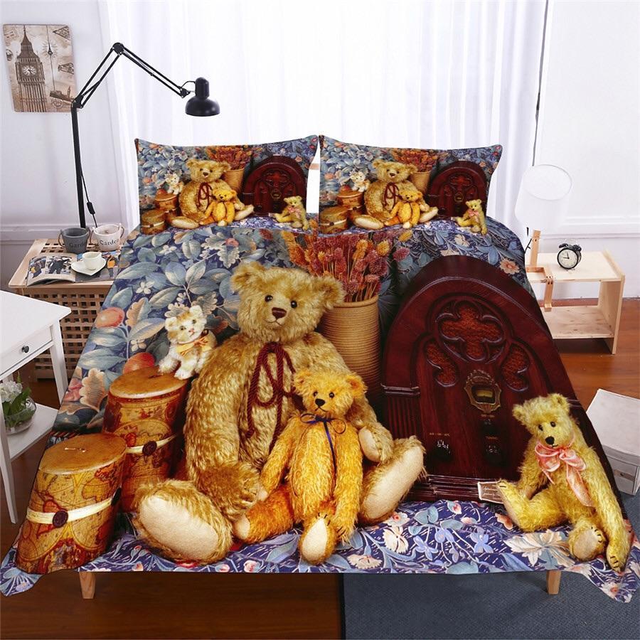 Vintage Teddy Bears 3D Customized Duvet Cover Bedding Set