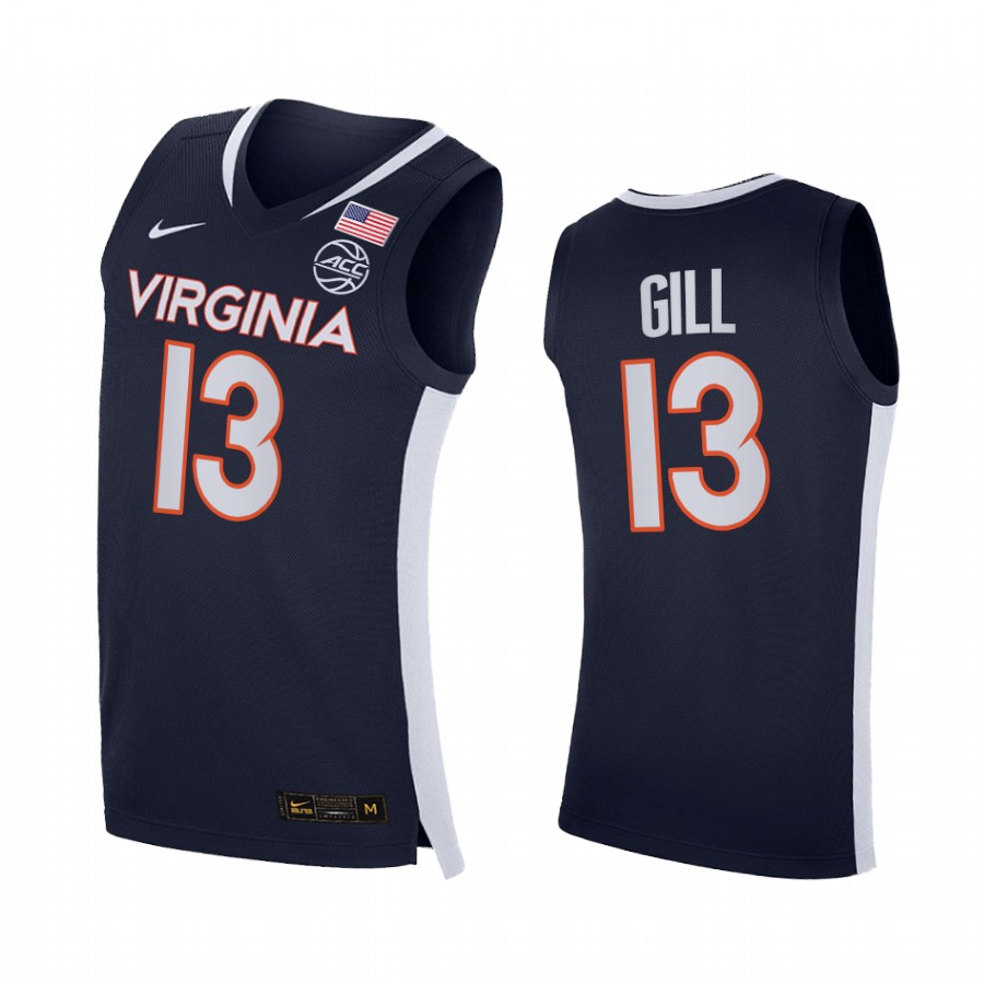 Virginia Cavaliers Anthony Gill Jersey Road Navy Secondary Logo