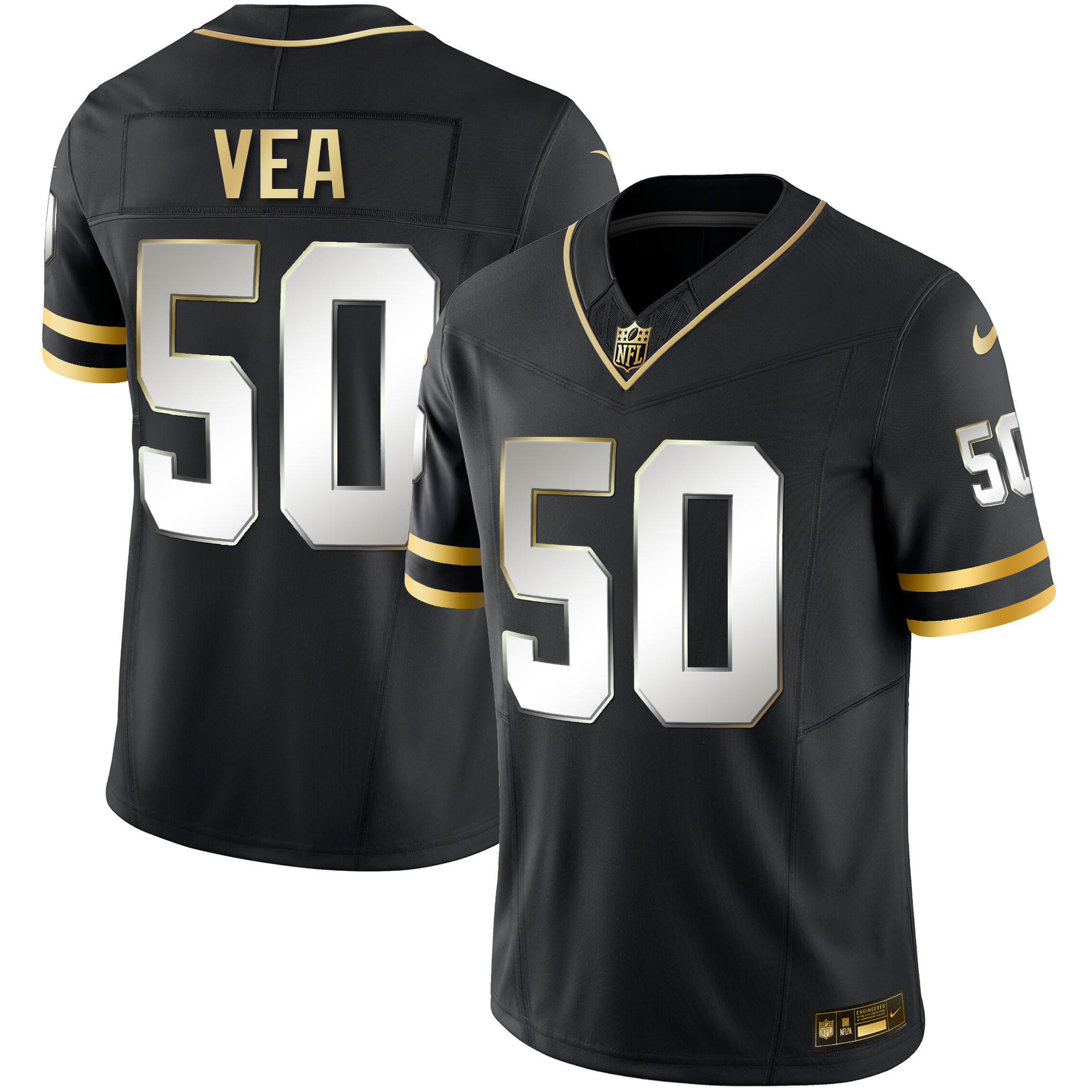 Vita Vea Men's Tampa Bay Buccaneers Throwback & Gold Limited Black Limited Jersey - All Stitched 