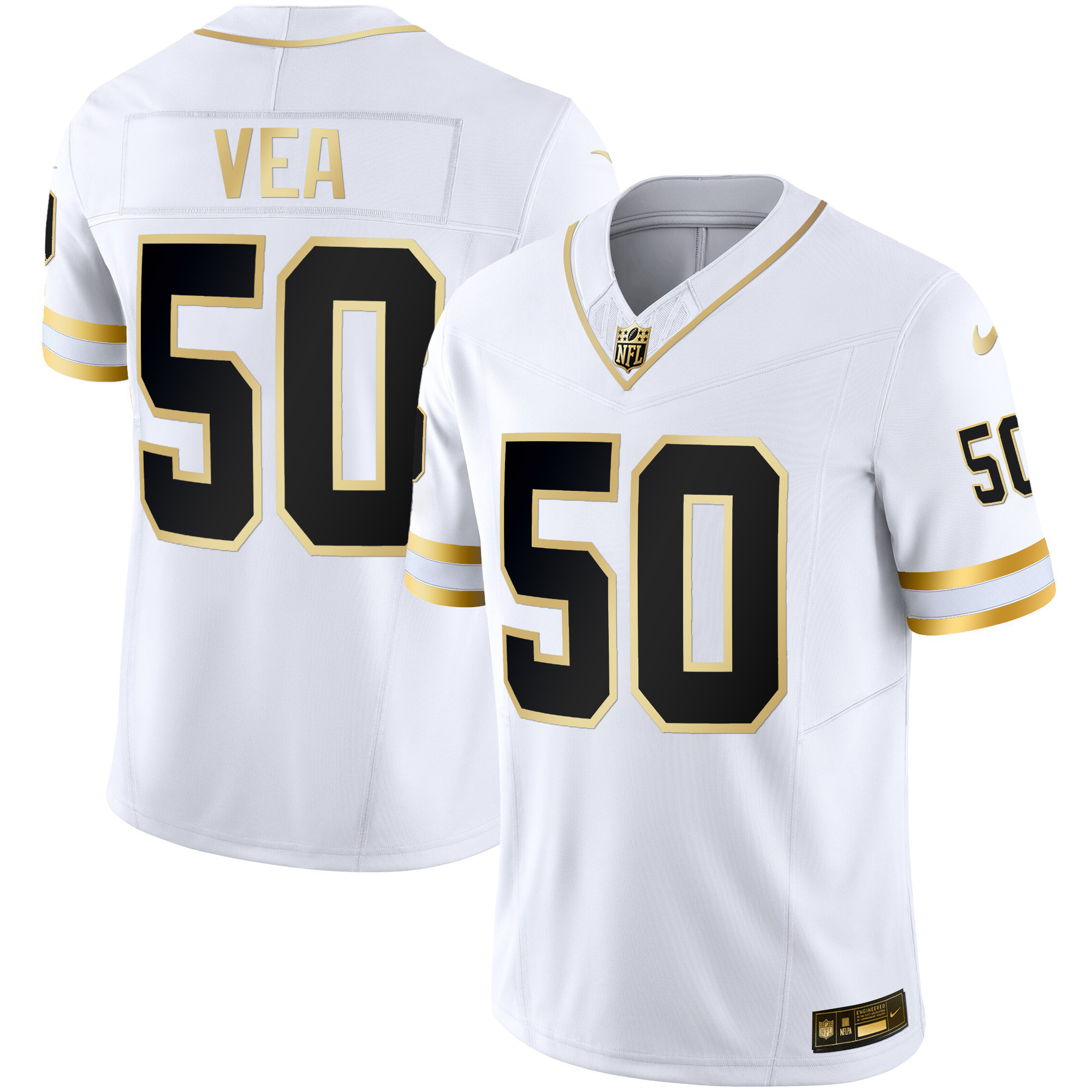 Vita Vea Men's Tampa Bay Buccaneers Throwback & Gold Limited White Gold Jersey - All Stitched 