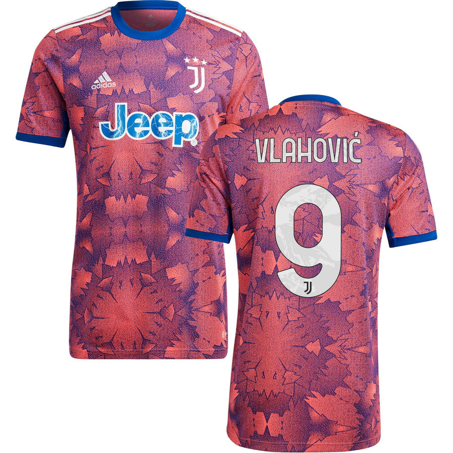 Vlahovic 9 Juventus Men 2022/23 Third Soccer Jersey – Pink/Blue