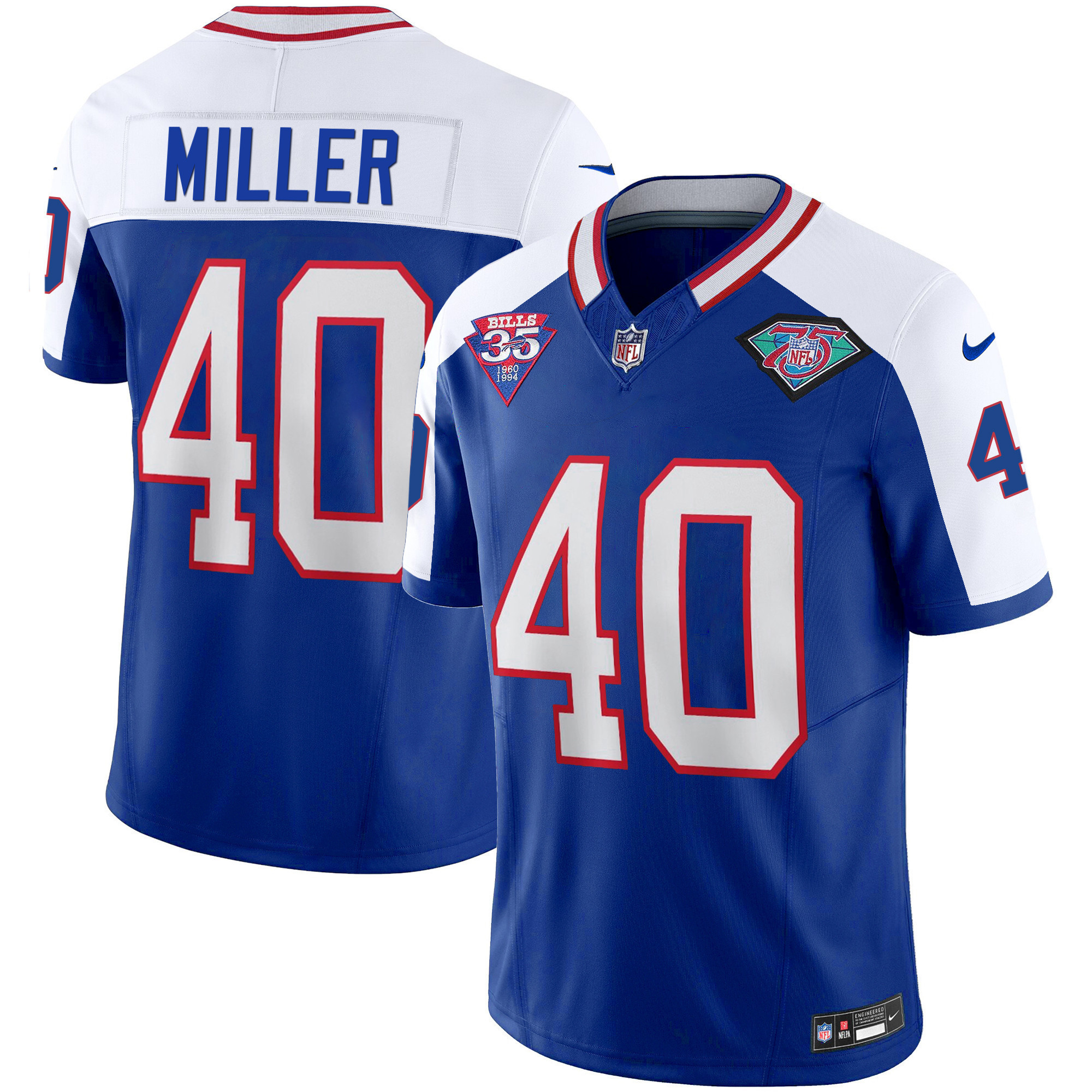 Von Miller Men's Buffalo Bills 1994 Throwback Vapor Alternate Jersey - All Stitched 